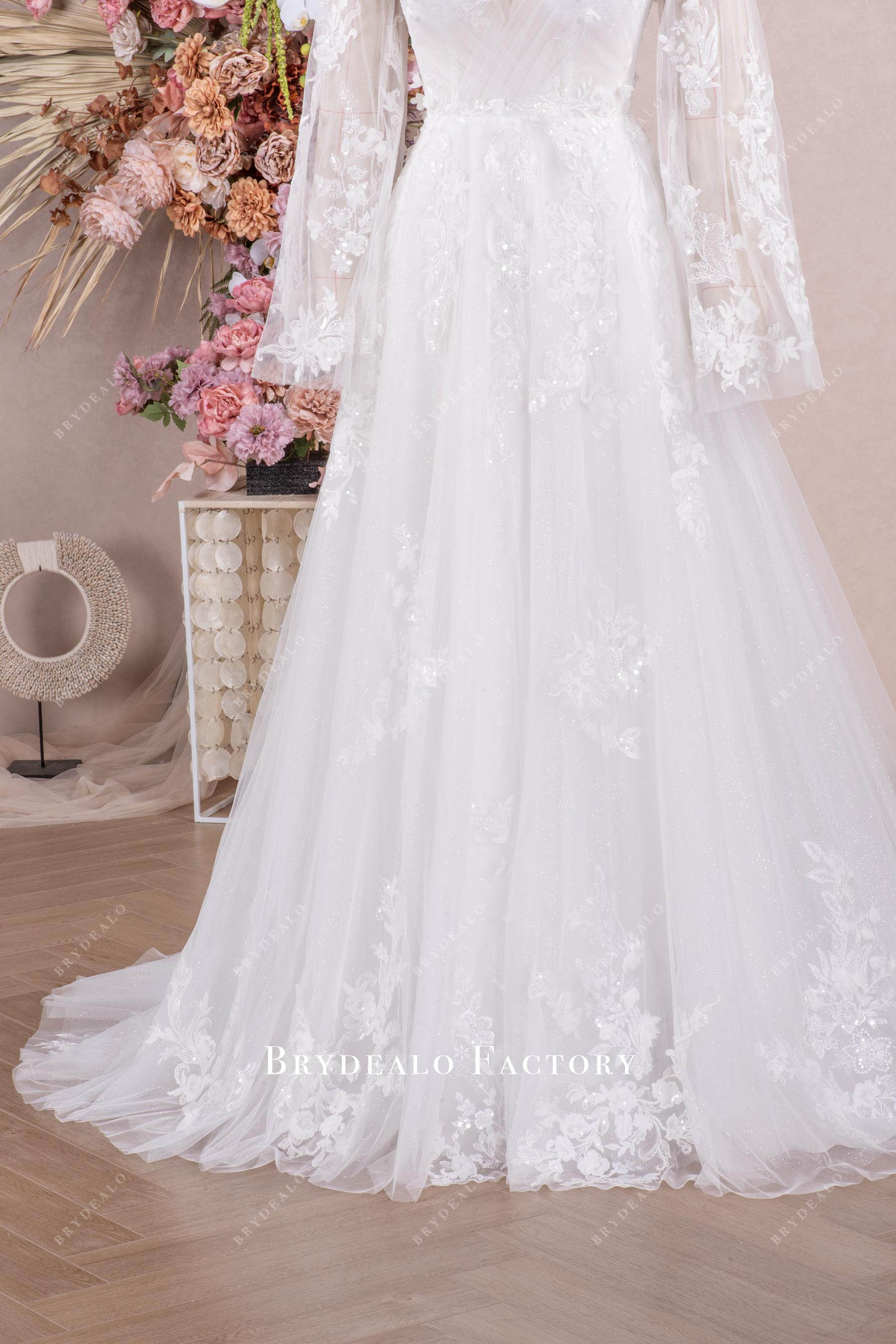 shimmery a line wedding dress
