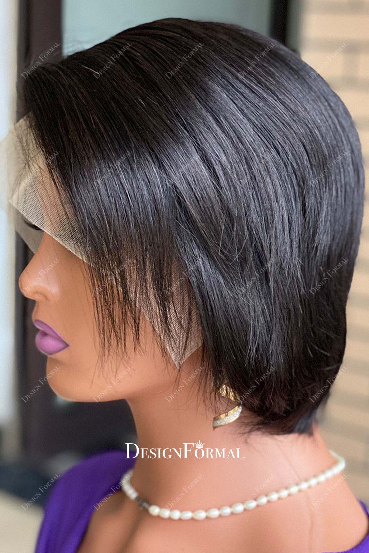 short real human hair wig