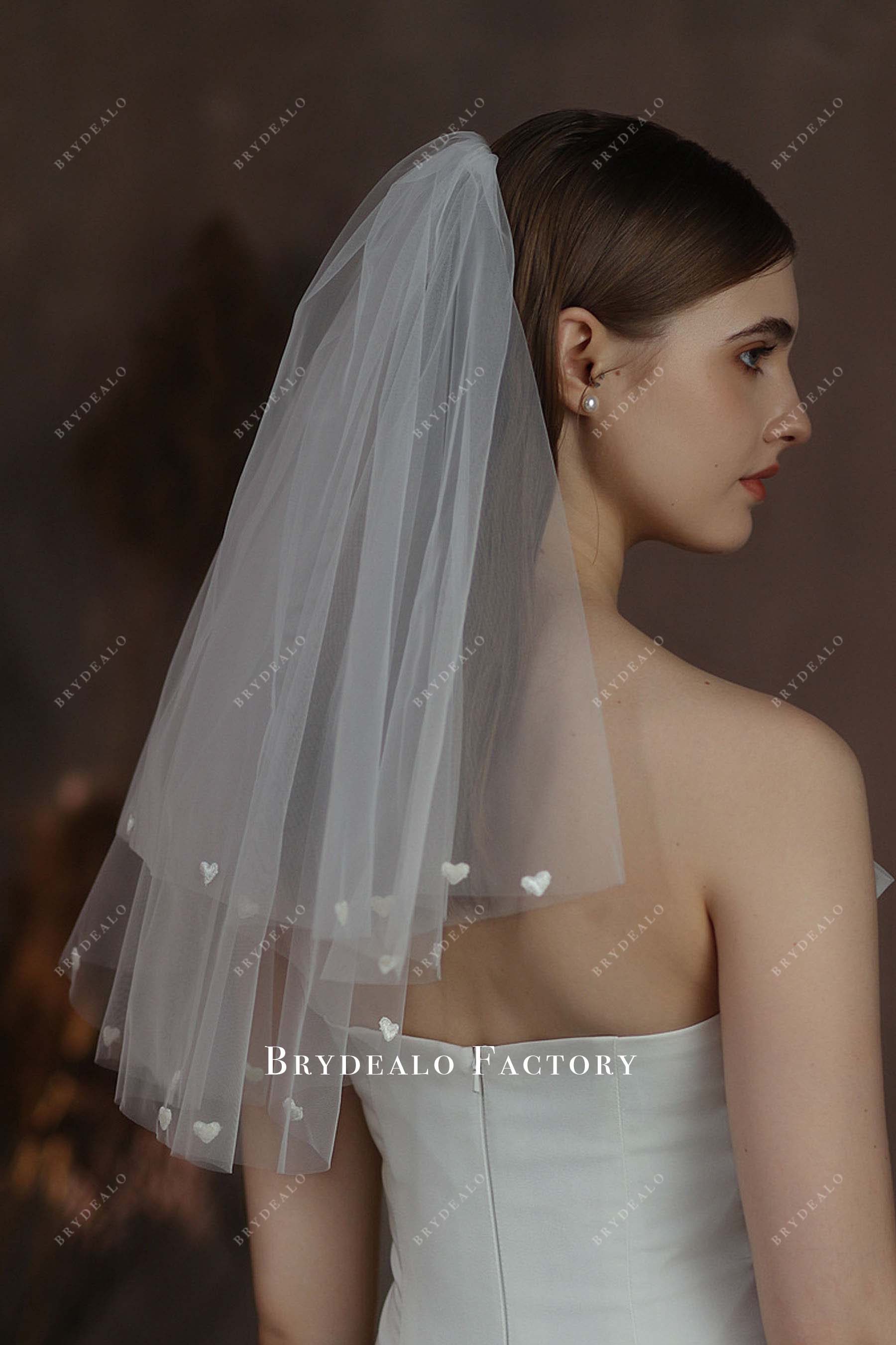 Pretty Heart-shaped  Two Tier Wedding Veil