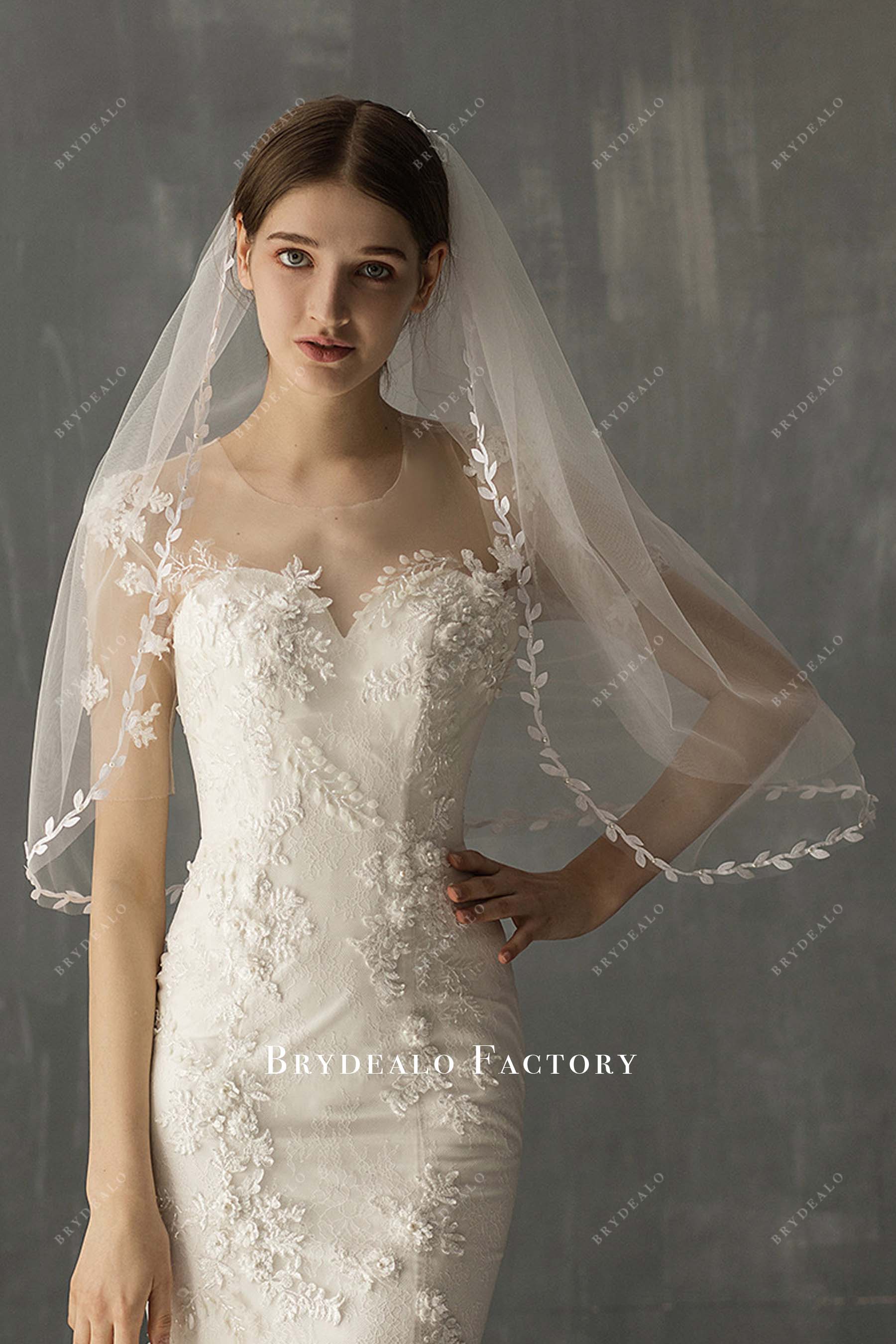 Boho Elbow Length Double Layer Bridal Veil