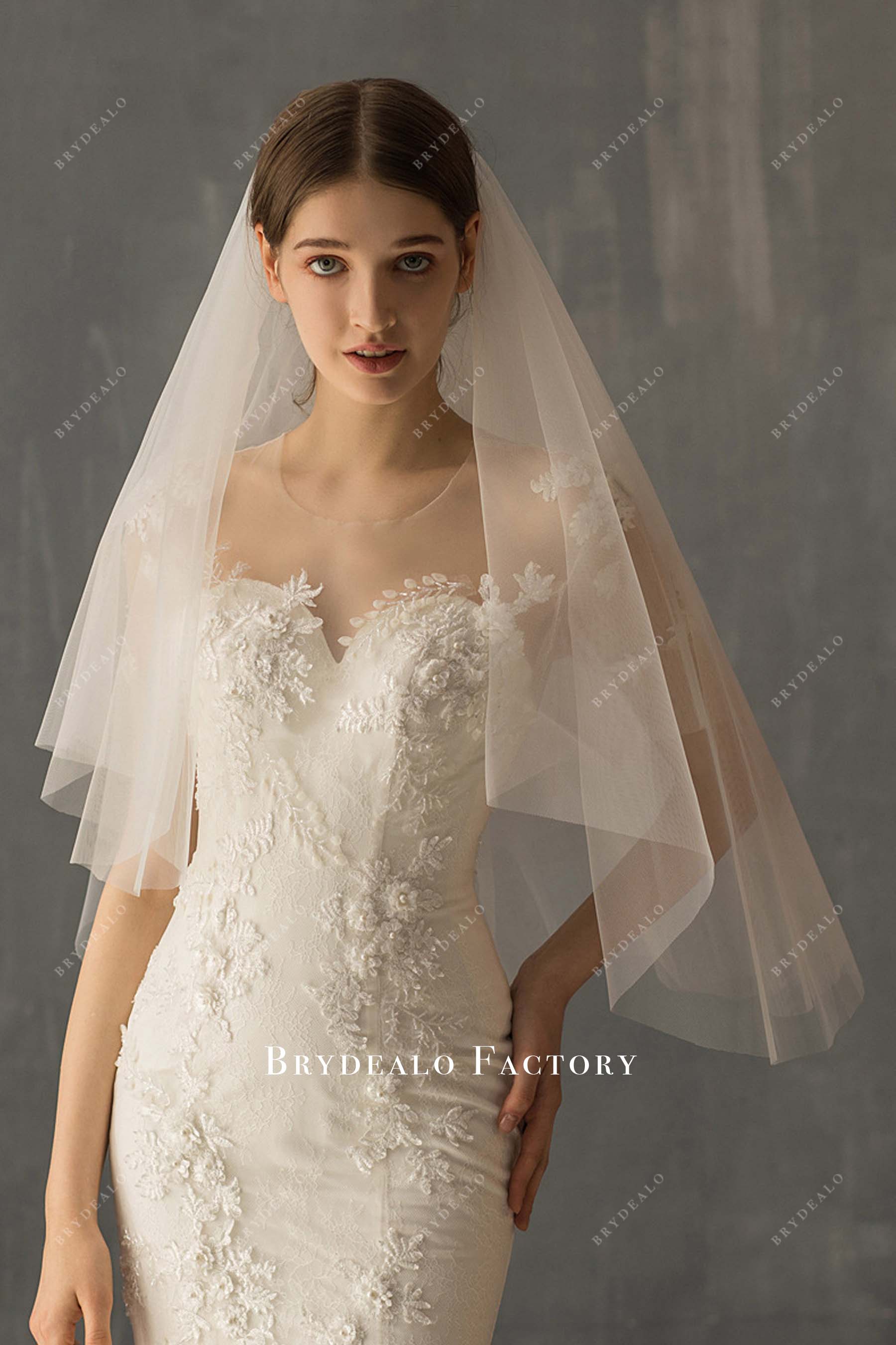 Elbow Length Plain Tulle Bridal Veil