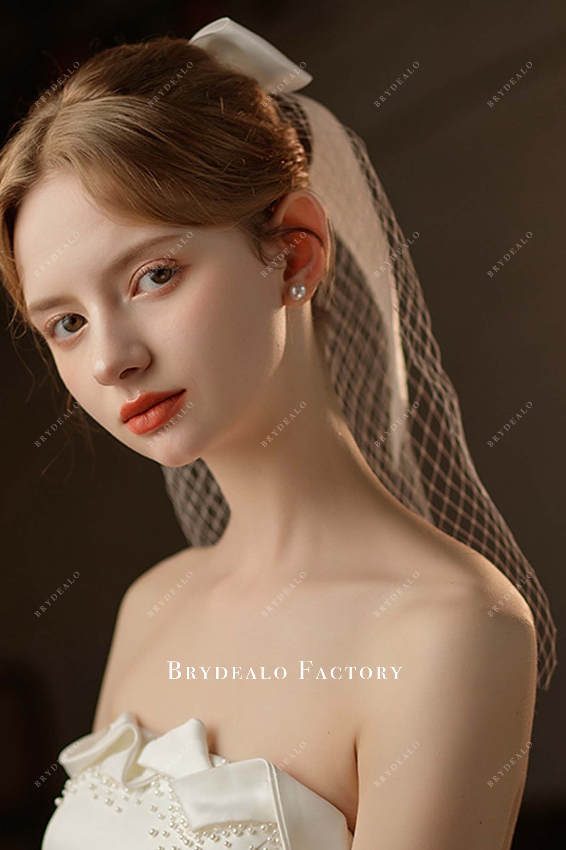 shoulder length mesh bridal veil