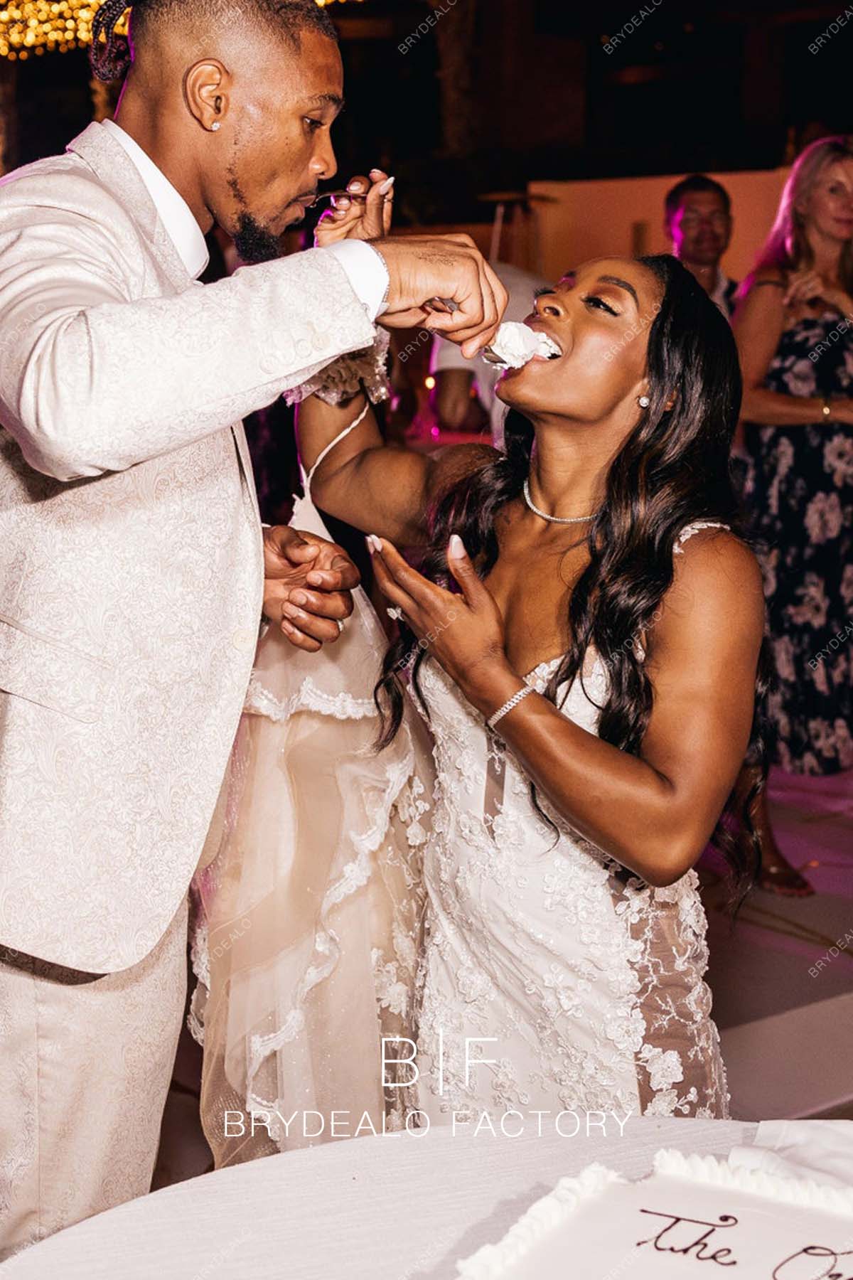 Simone Biles Lace Straps Wedding Reception Dress