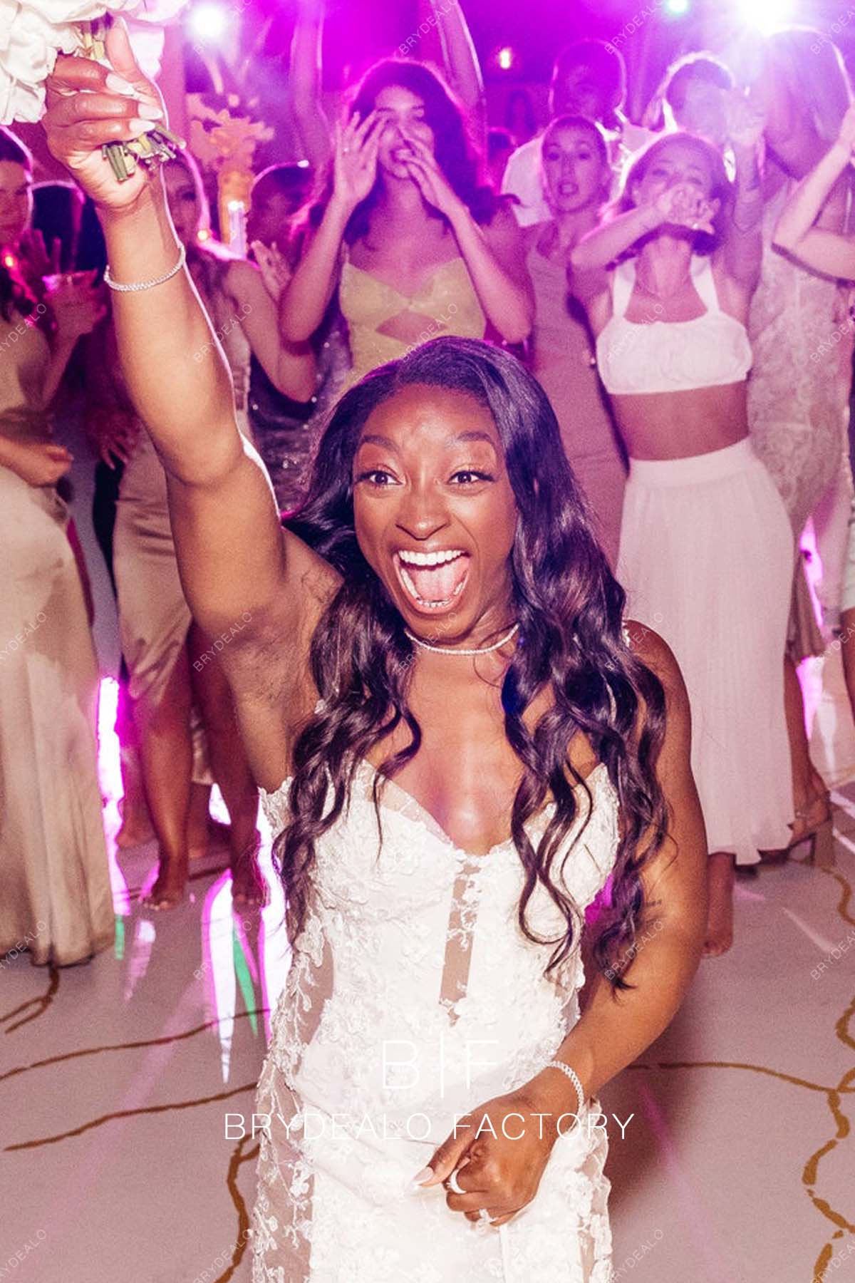 Simone Biles Trumpet Wedding Reception Dress