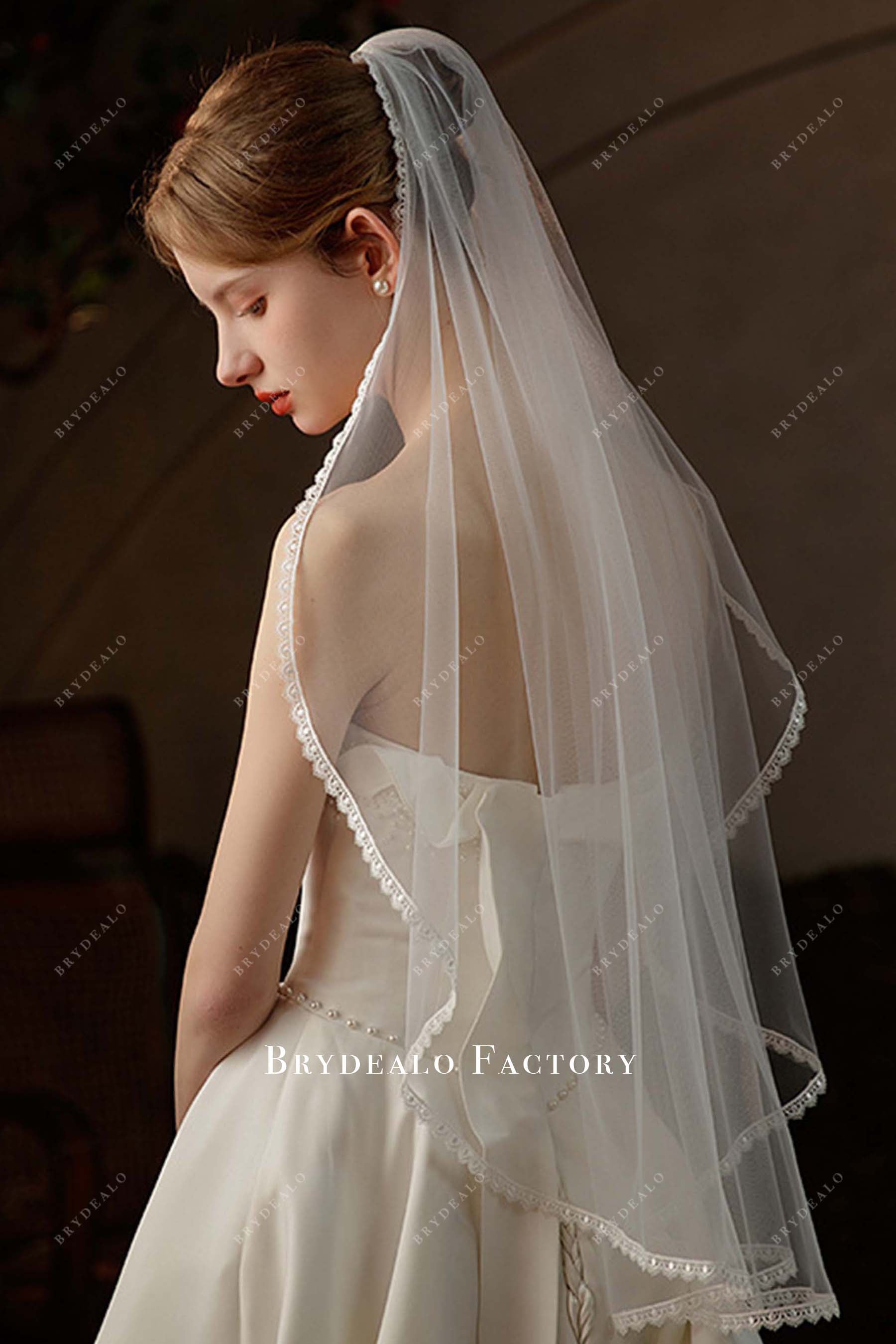 single tier bridal veil