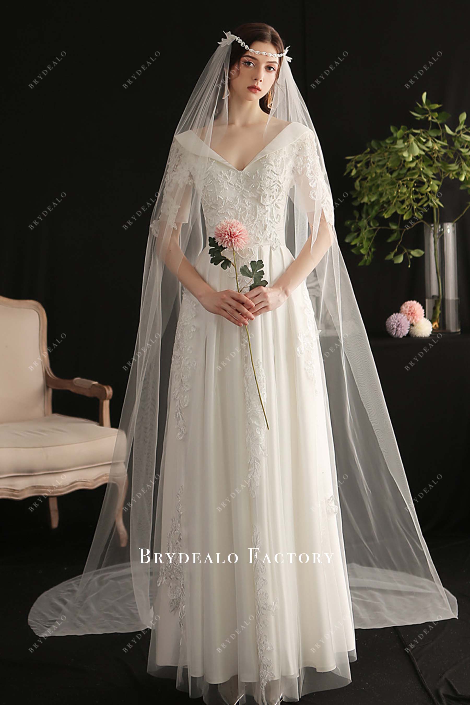 single tier bridal veil