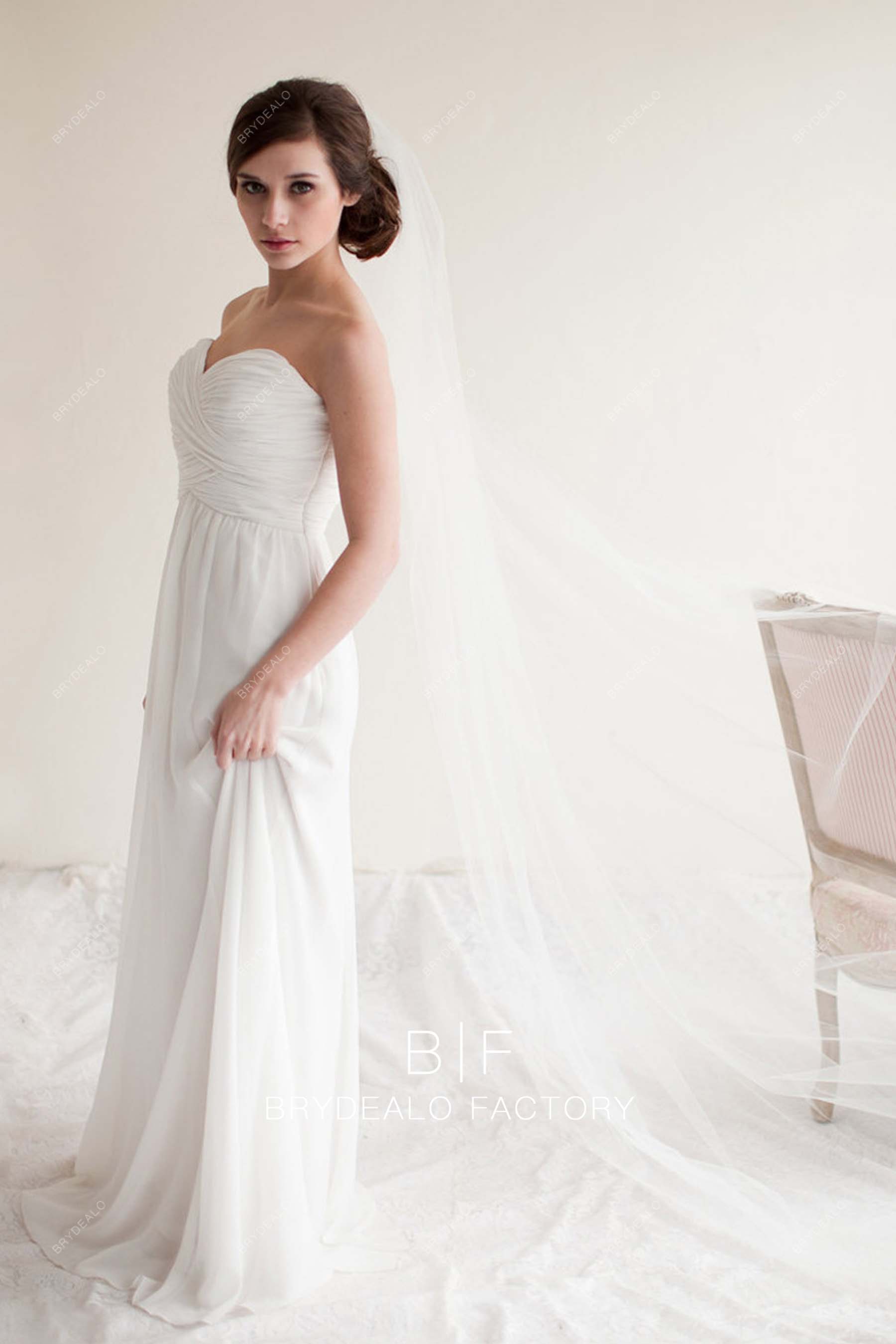 single tier long bridal veil