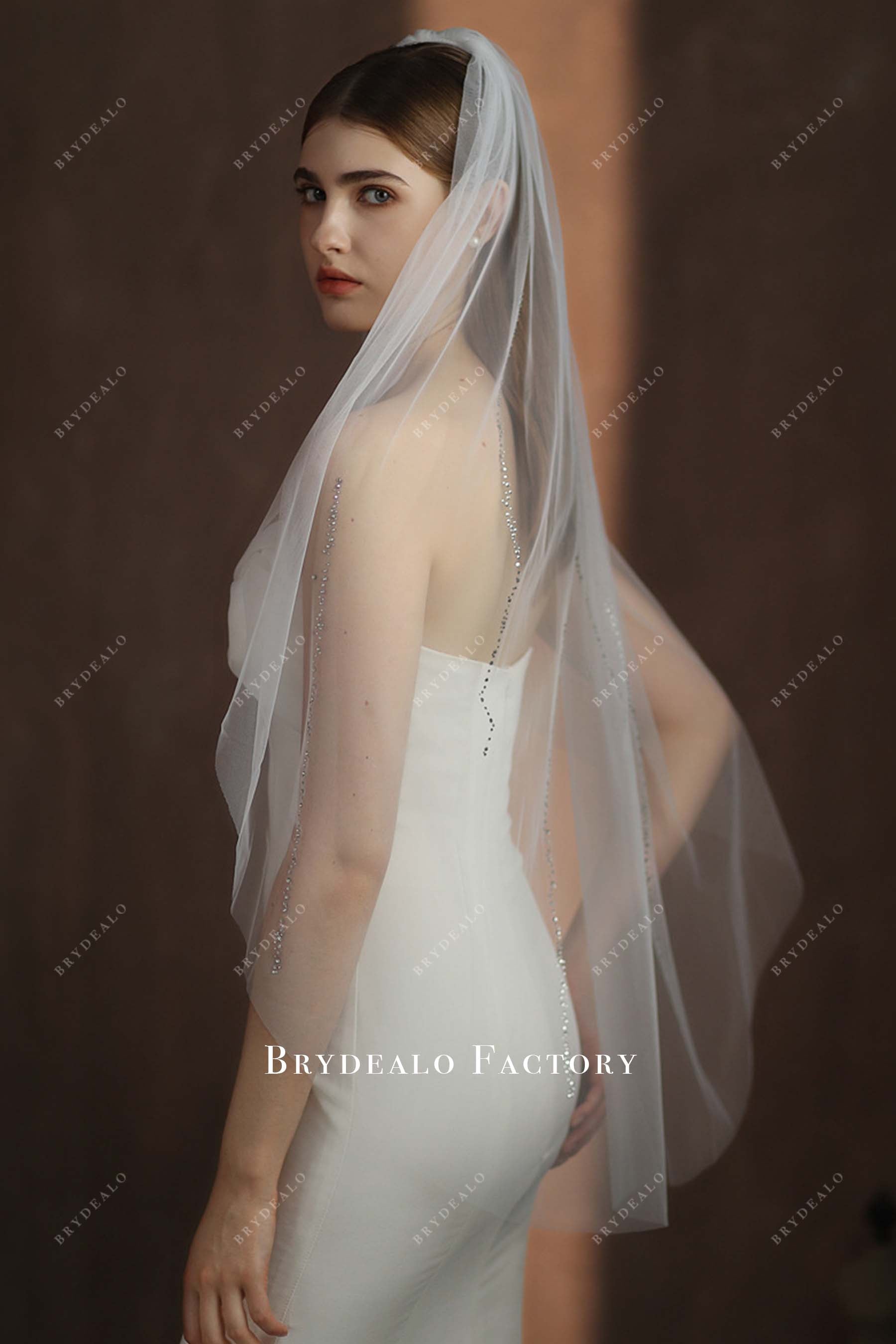 single tier tulle bridal veil