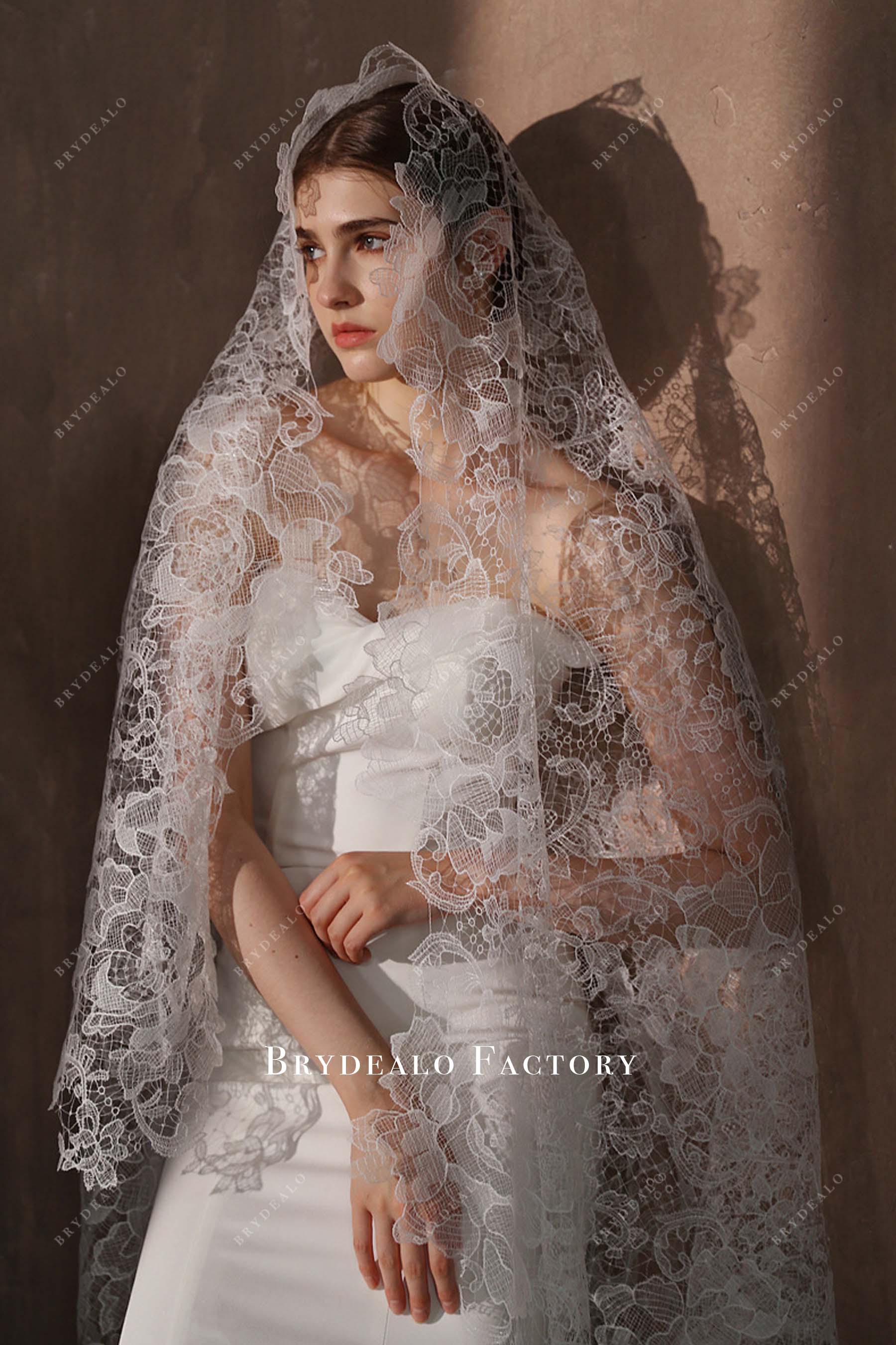 raw cut lace designer bridal veil