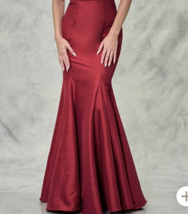 Custom Red Velvet Floor Length Trumpet Prom Dress