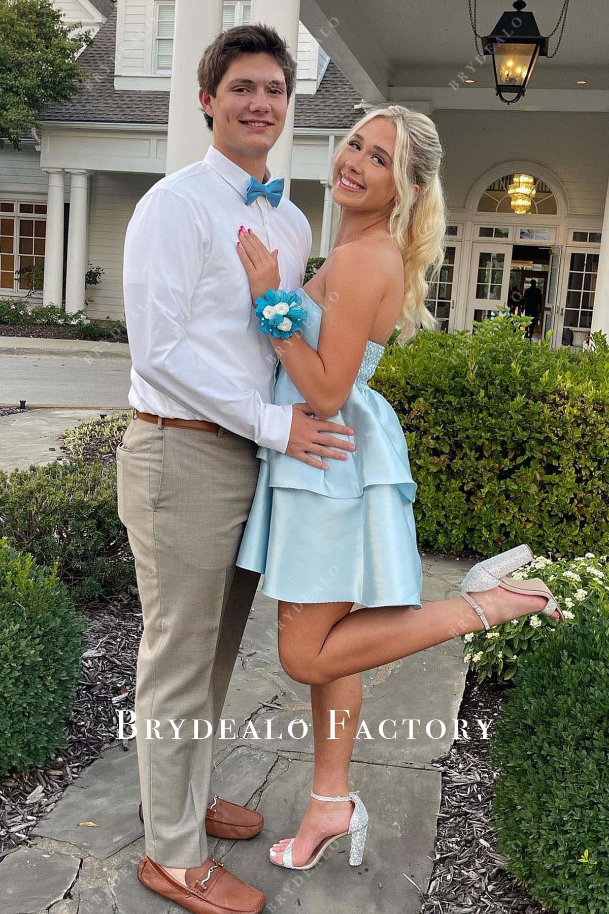 sky blue straight across homecoming dress