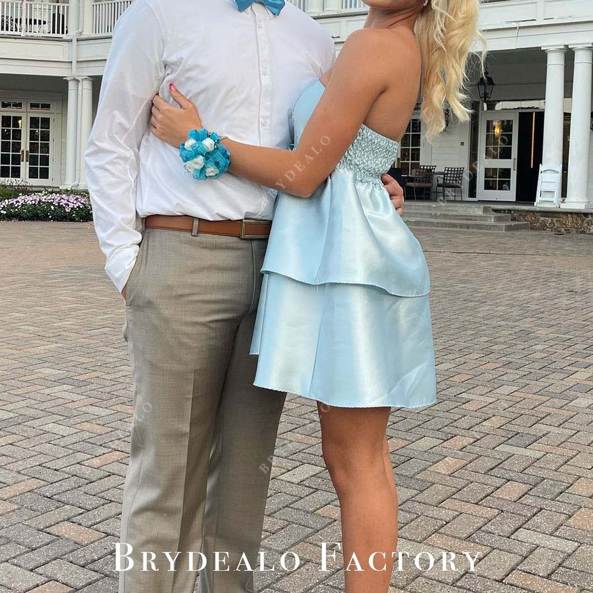 sachin and babi light blue dress Yellow Strapless Short Homecoming Dresses With Bowknot Cute Hoco Dress –  SELINADRESS