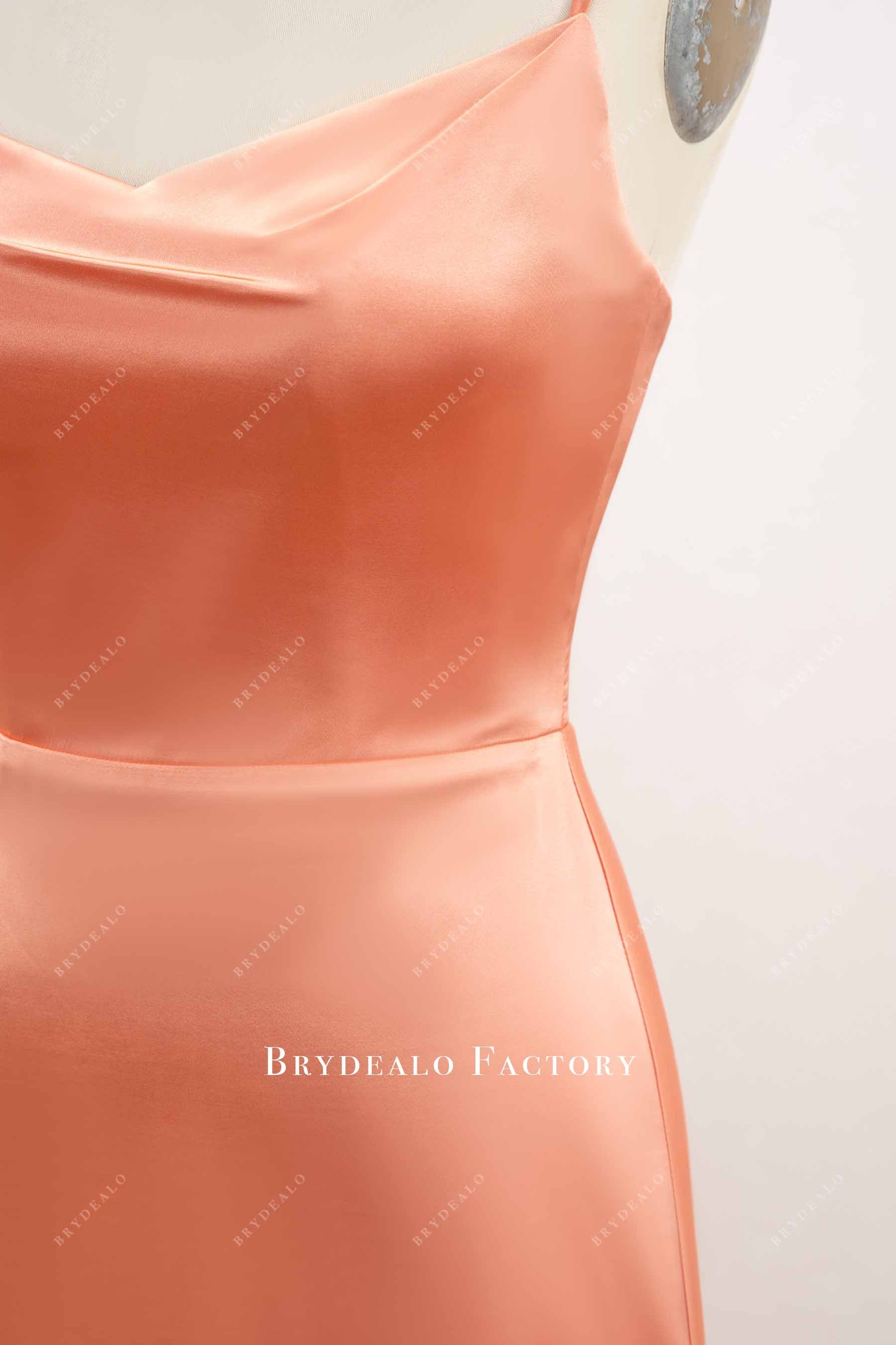 sleek satin cowl v neck formal dress