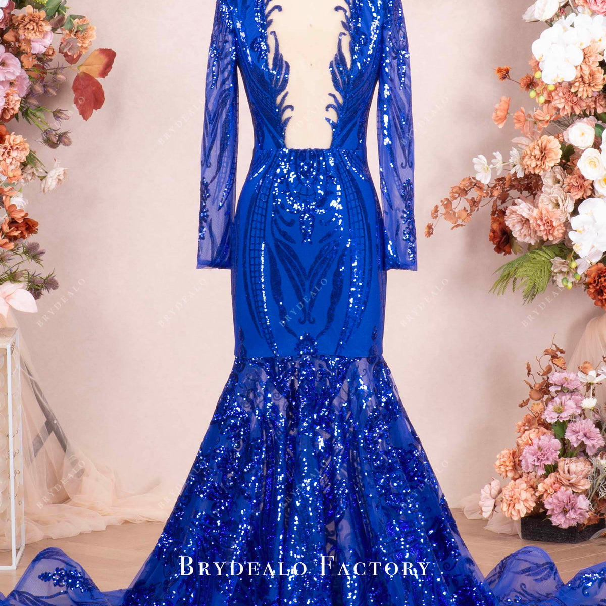 royal blue sequin dress long sleeve Sparkly Mermaid Prom wall hanging dressing table Height:158-185 Long Sleeves Dress Length Altar'd State Blue and