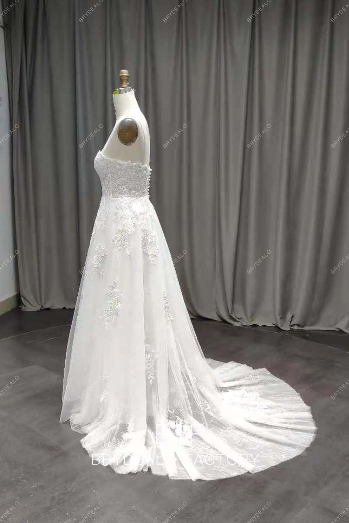 Sleeveless Custom A-line Lace Wedding Dress