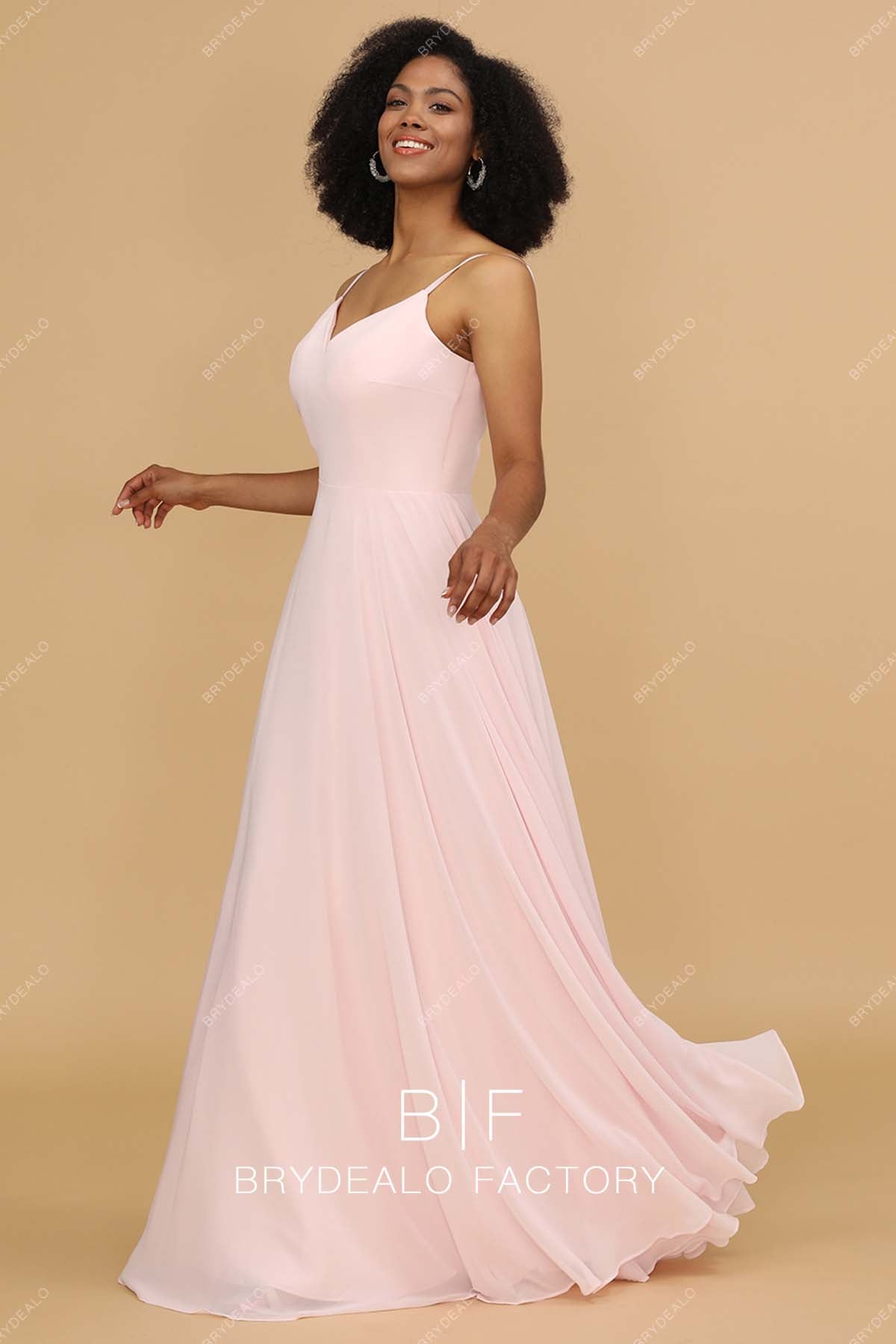 sleeveless floor length chiffon bridesmaid gown