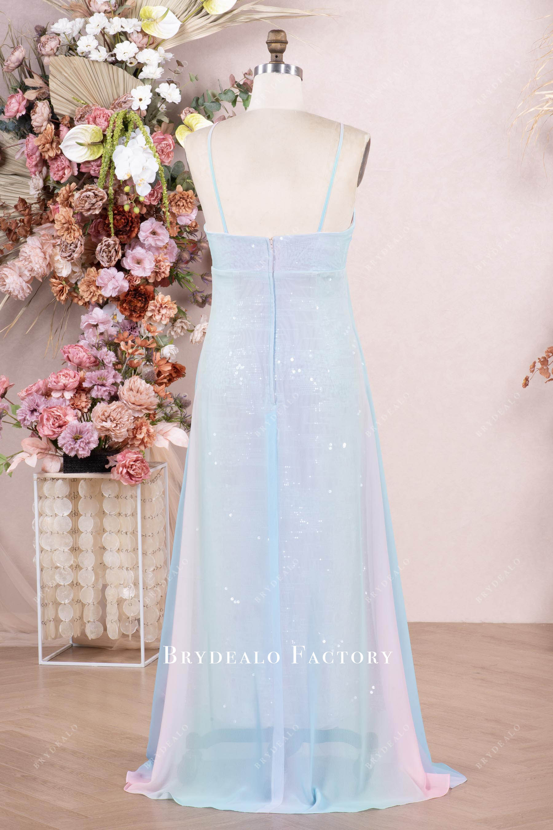 sleeveless floor length chiffon party dress