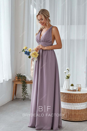 Lace and Chiffon Maxi Cap Sleeves Dress Wisteria