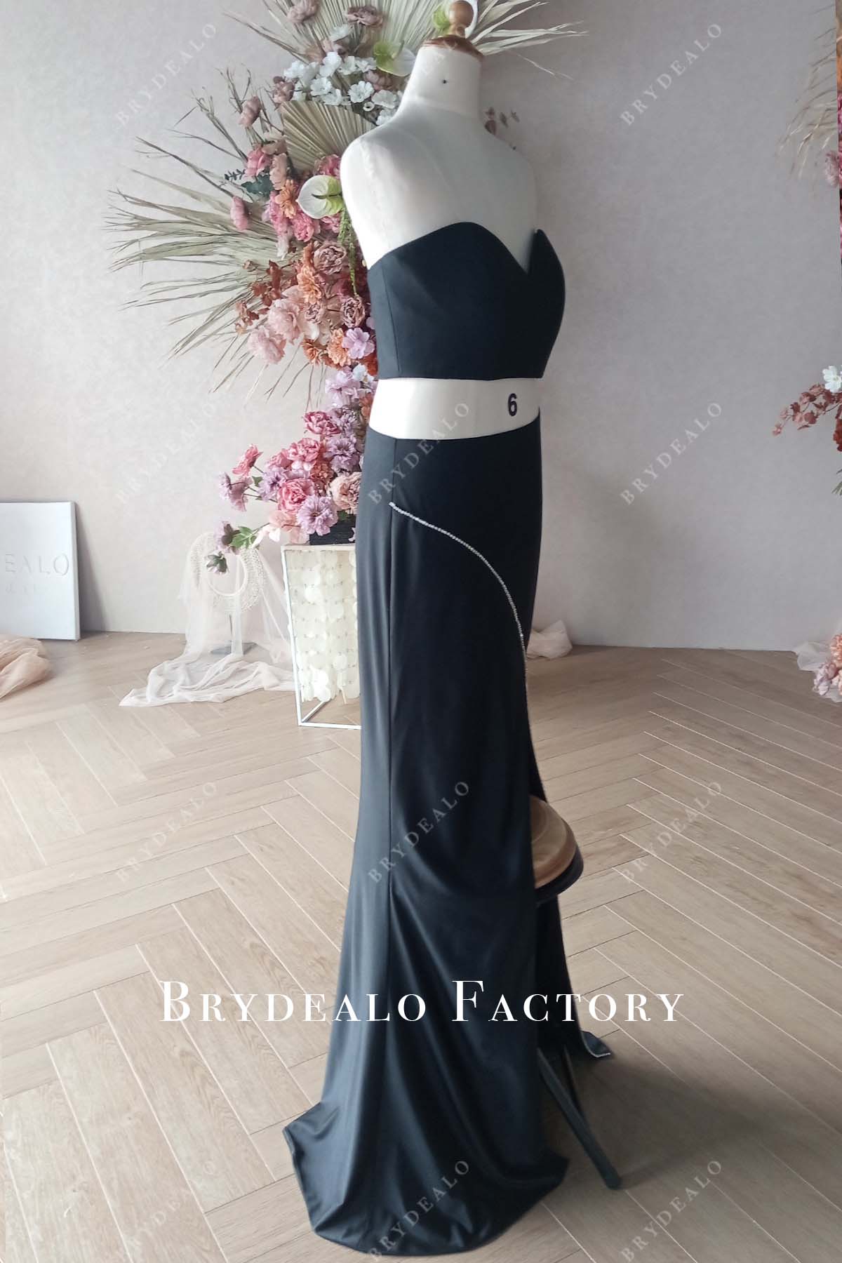 sexy cutout sleeveless black prom dress