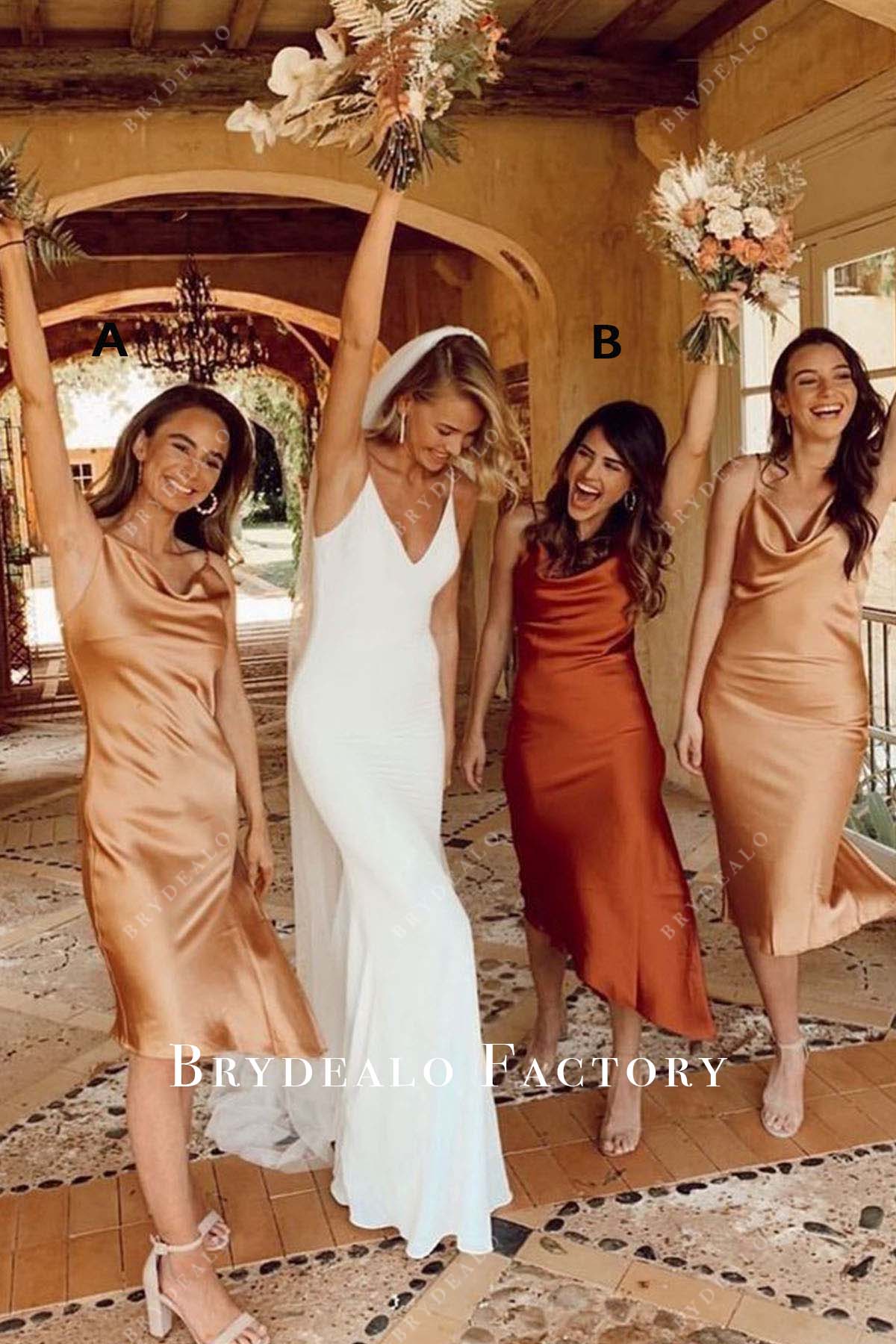 sleeveless satin bridesmaid dresses