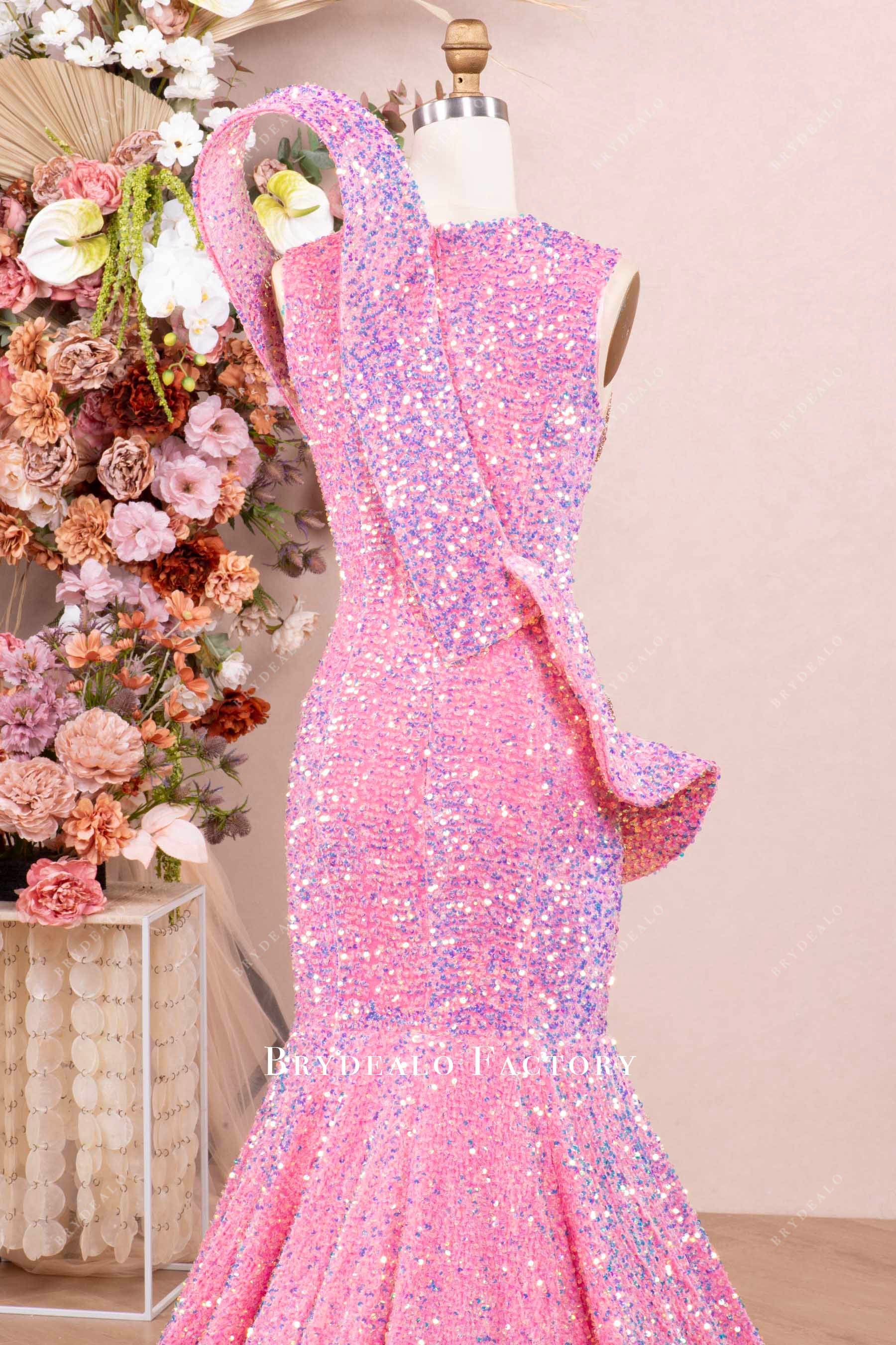 sleeveless sparkly velvet sequin prom dress