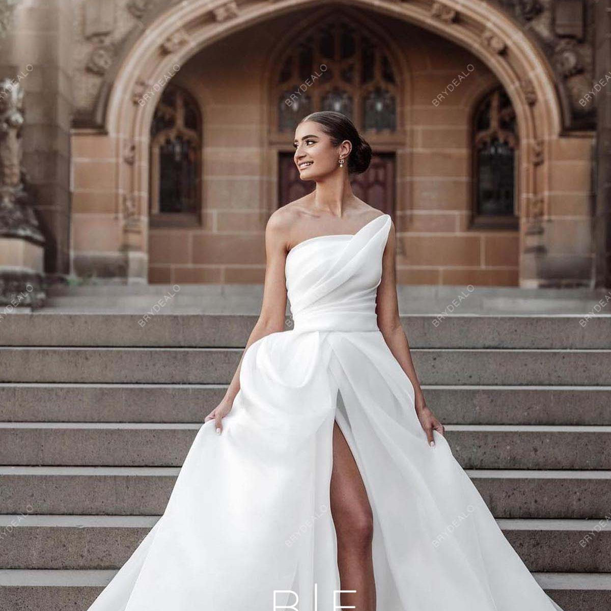 chic strapless organza a-line wedding dress with pearl accents A-Line Cape Wedding Dresses for a Graceful Bridal Moment