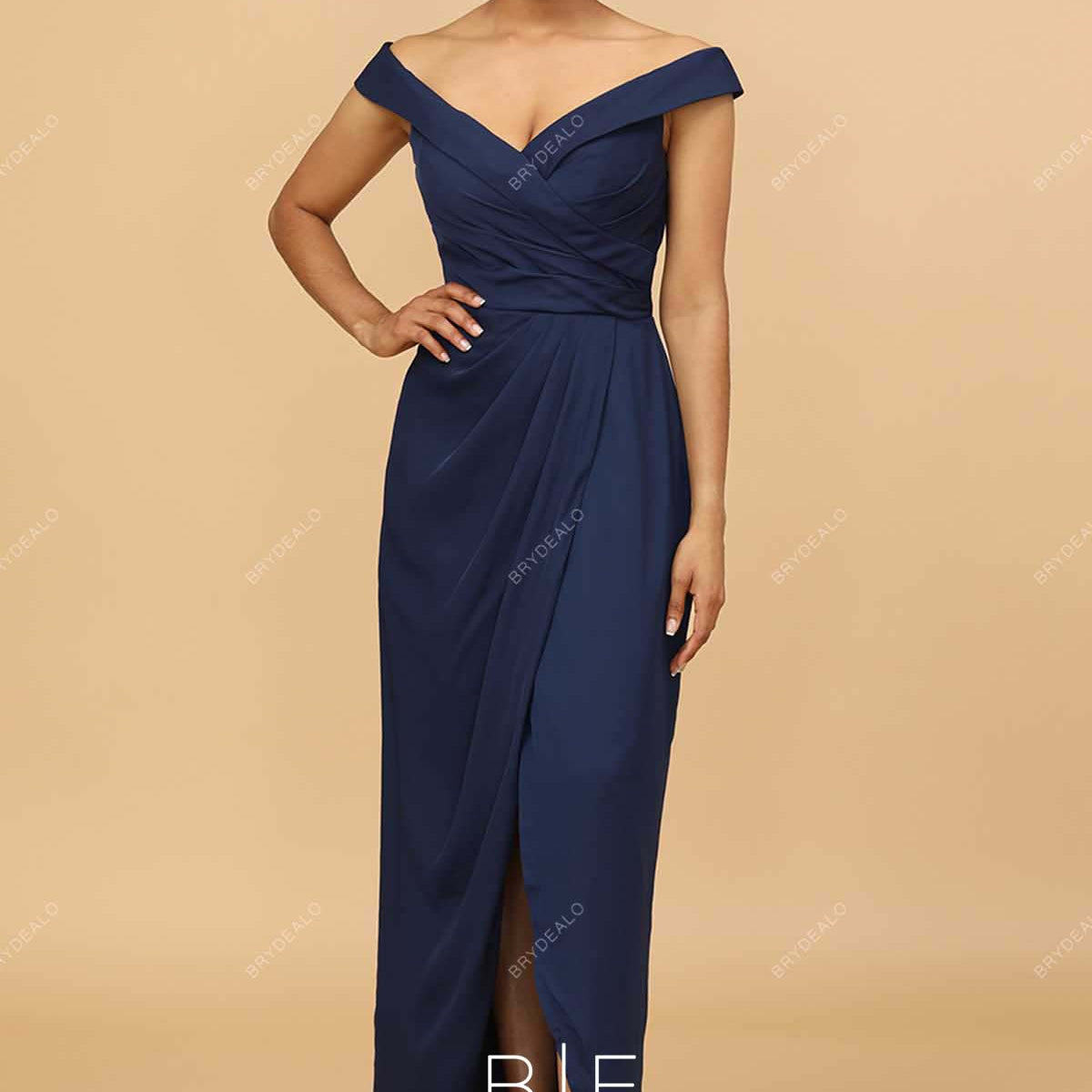 navy off the shoulder bridesmaid dress Coast Women's Honoured Petite Twill Bardot Column Midi Bridesmaid Dress in Navy