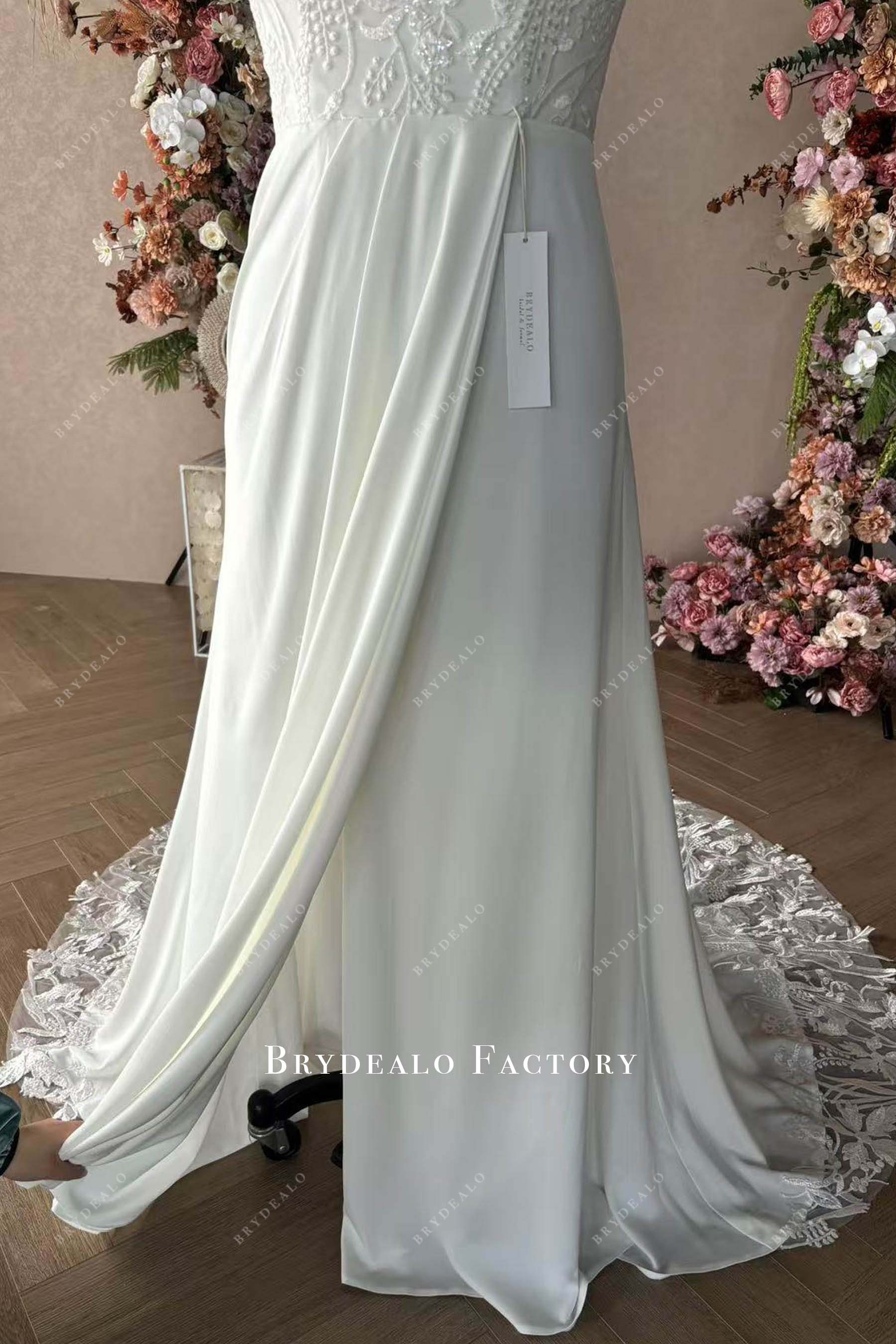 slit satin wedding dress
