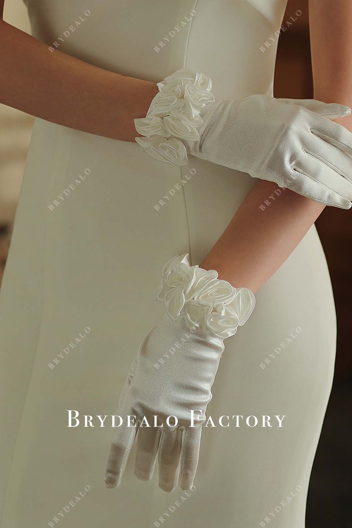 soft satin bridal gloves