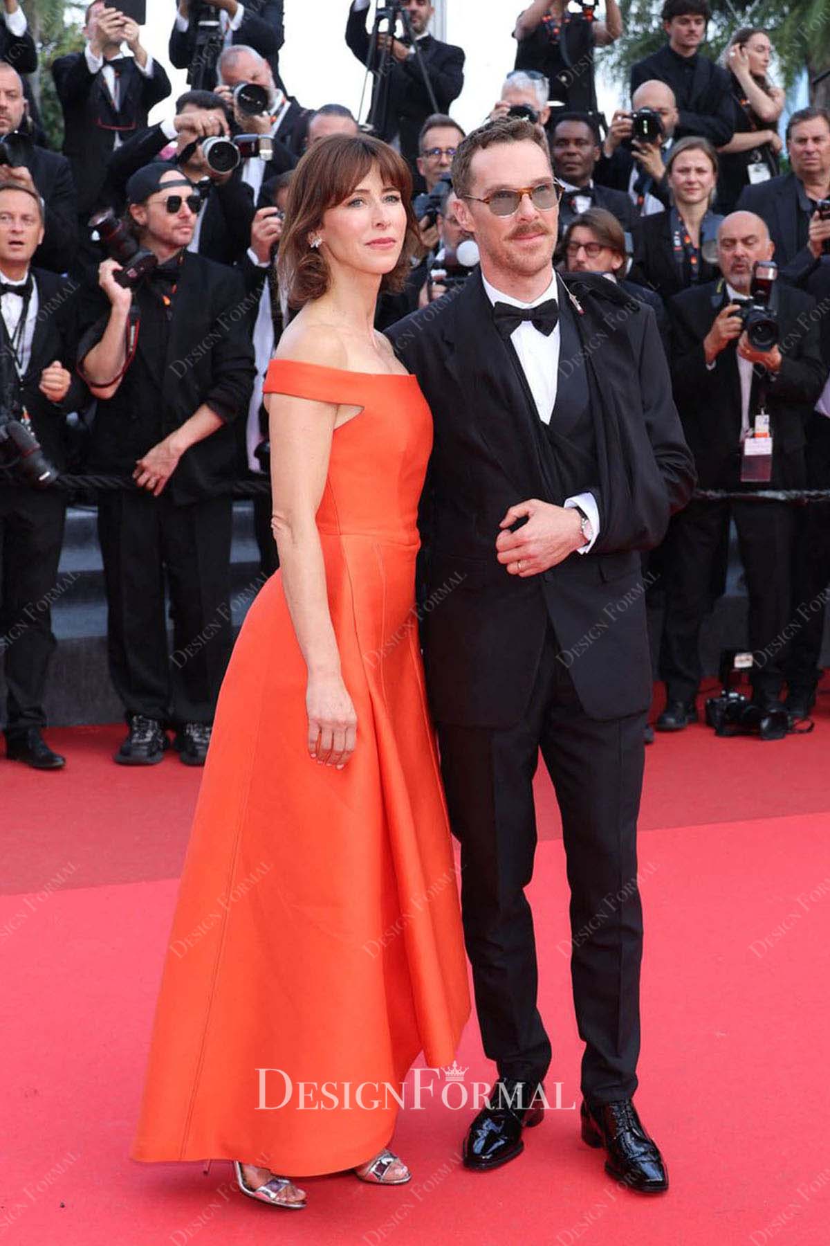 Sophie Hunter off the shoulder Premiere Cannes 2025 dress