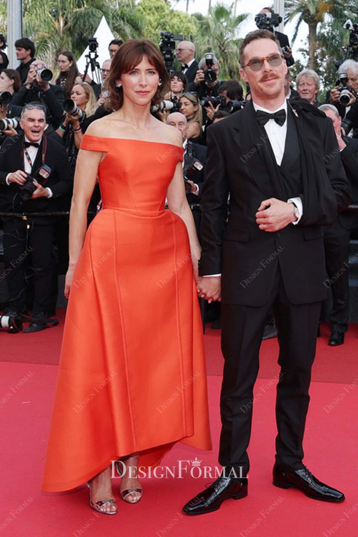 Sophie Hunter orange puffy a line Premiere Cannes 2025 dress