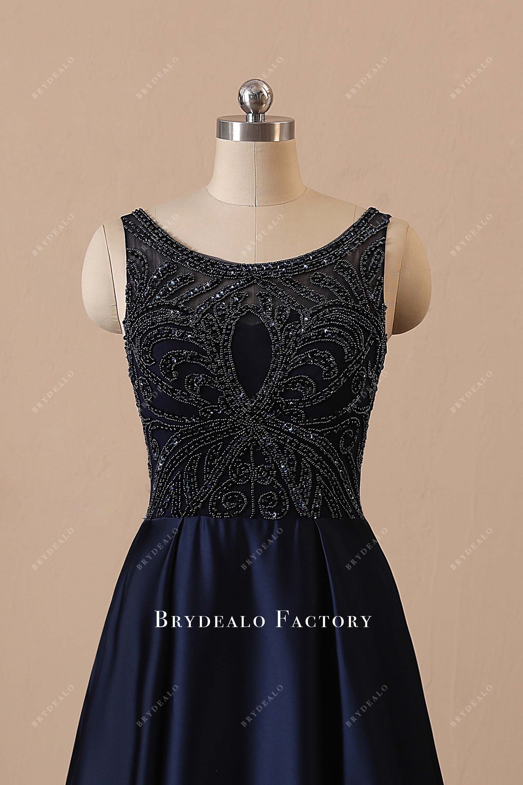 sparkly beaded illusion neck sleeveless formal dress