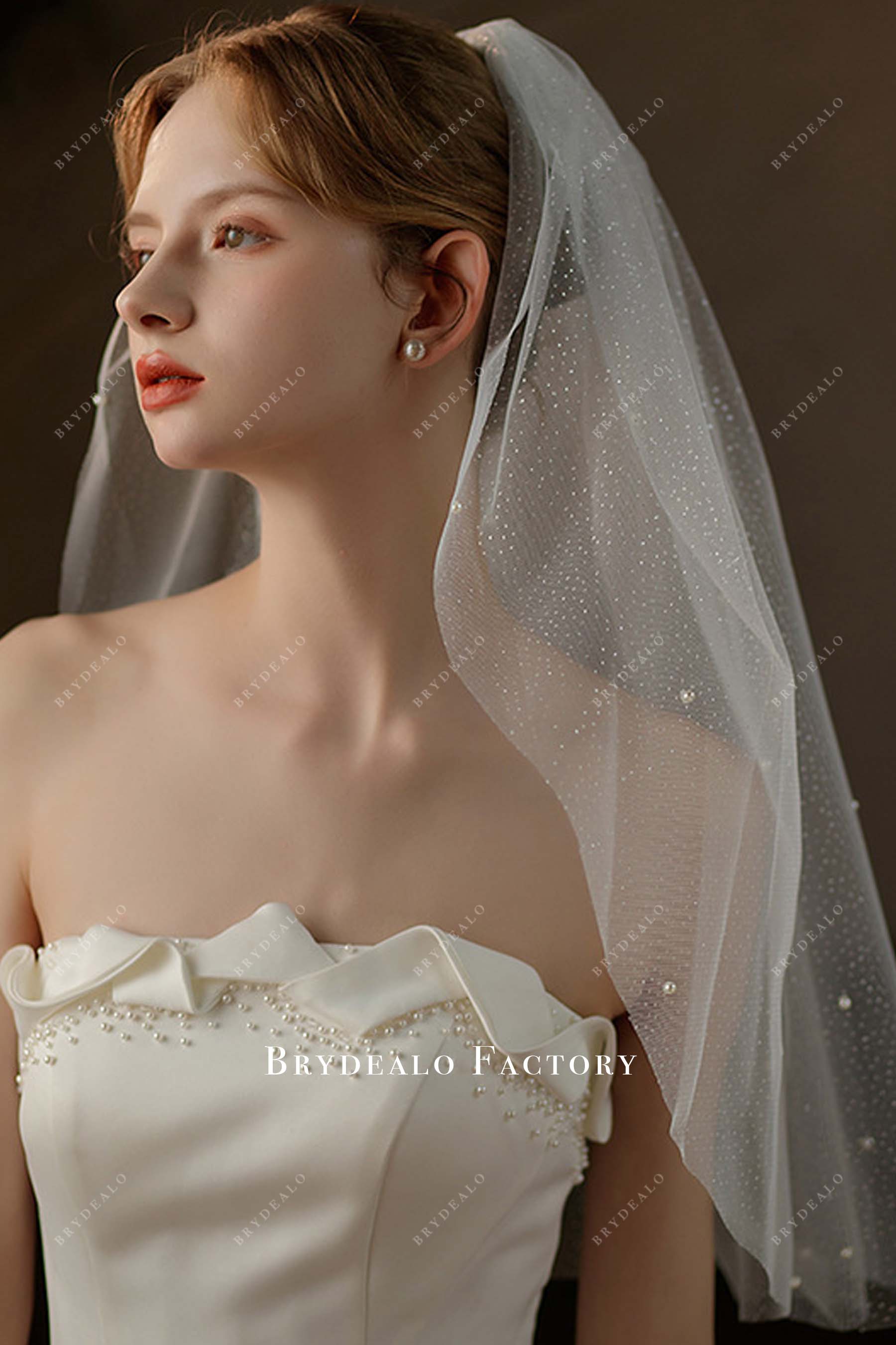 shimmer glitter raw cut wedding veil