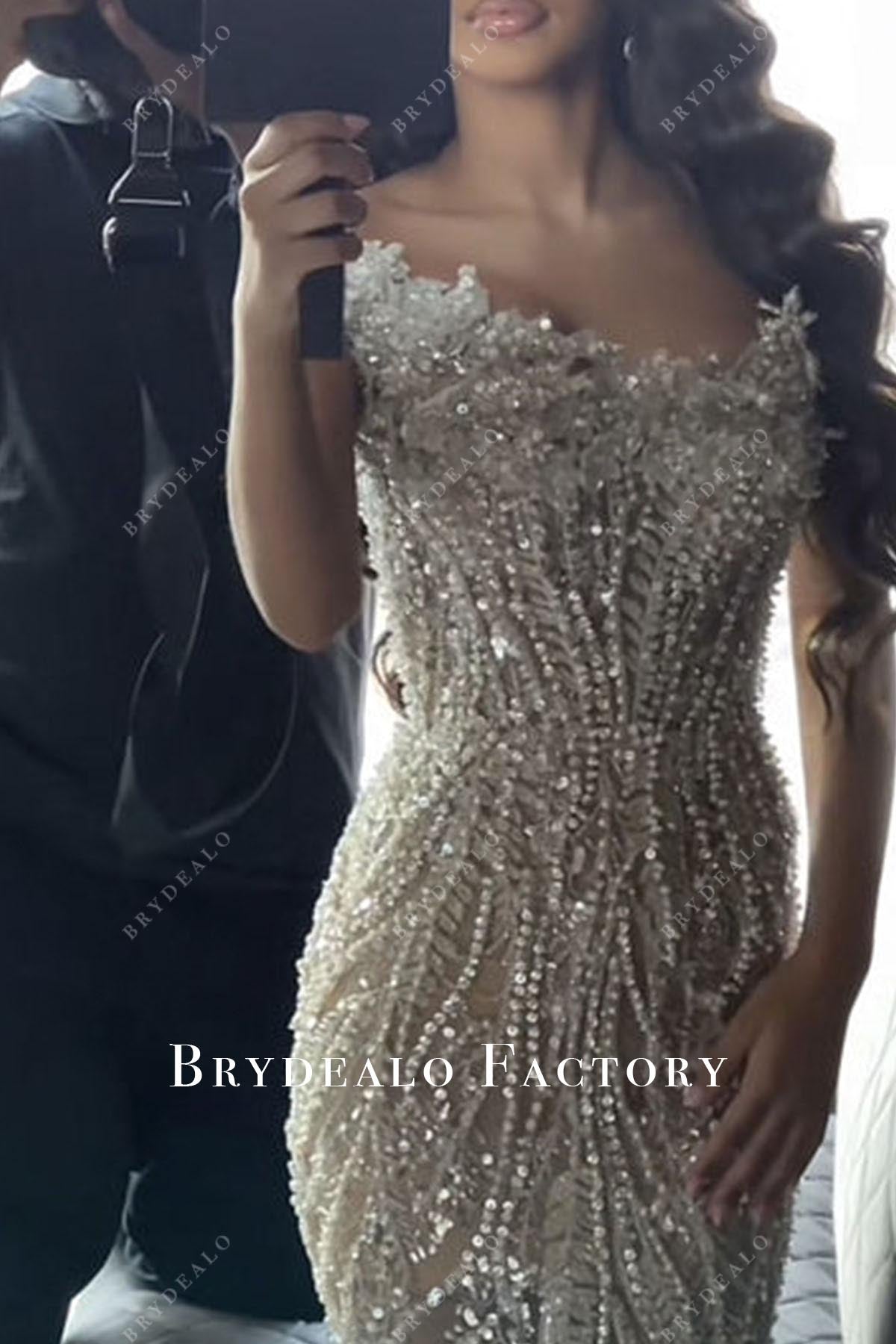 sparkly crystal strapless prom dress