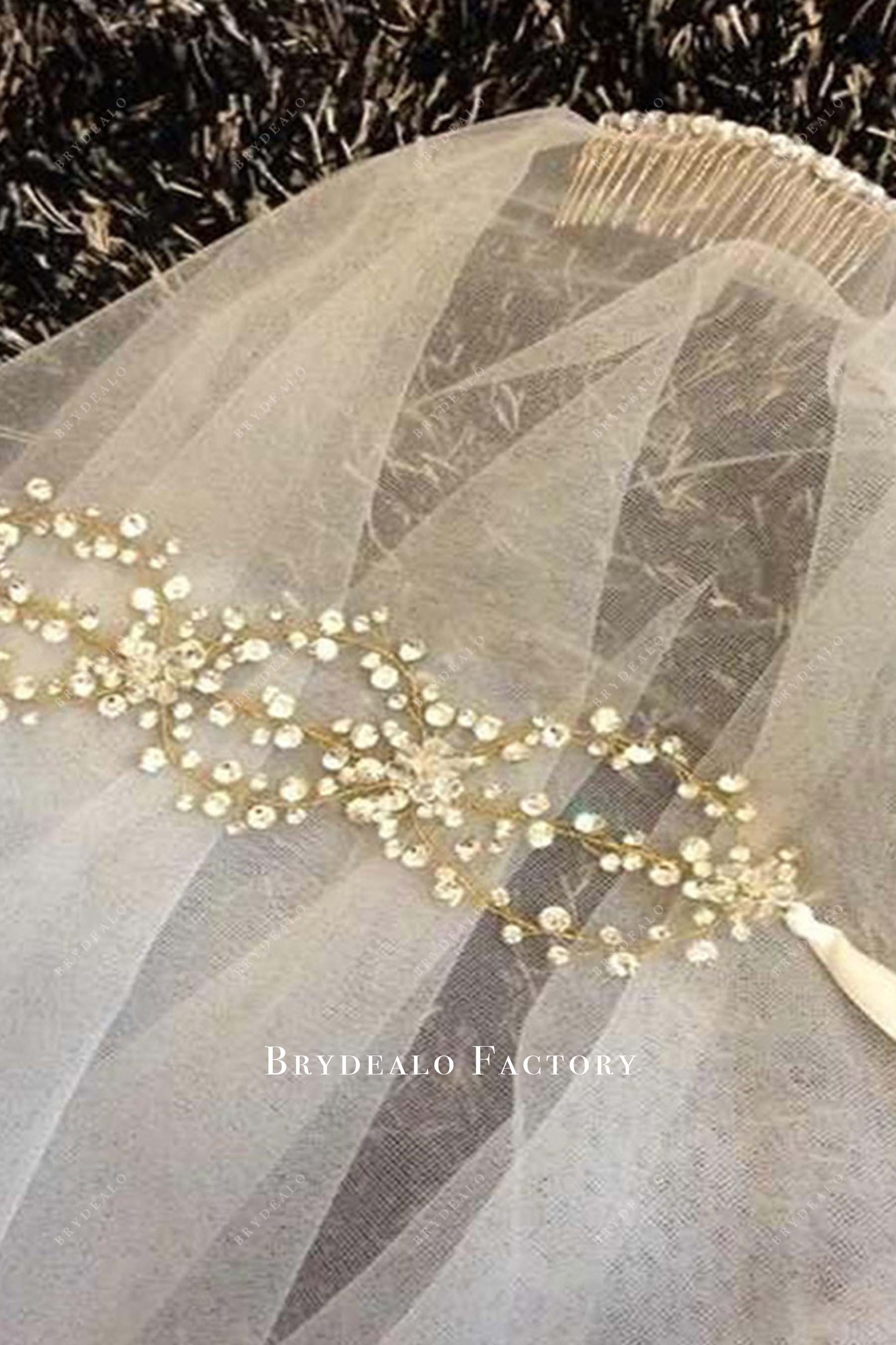 sparkly crystals headpiece bridal veil