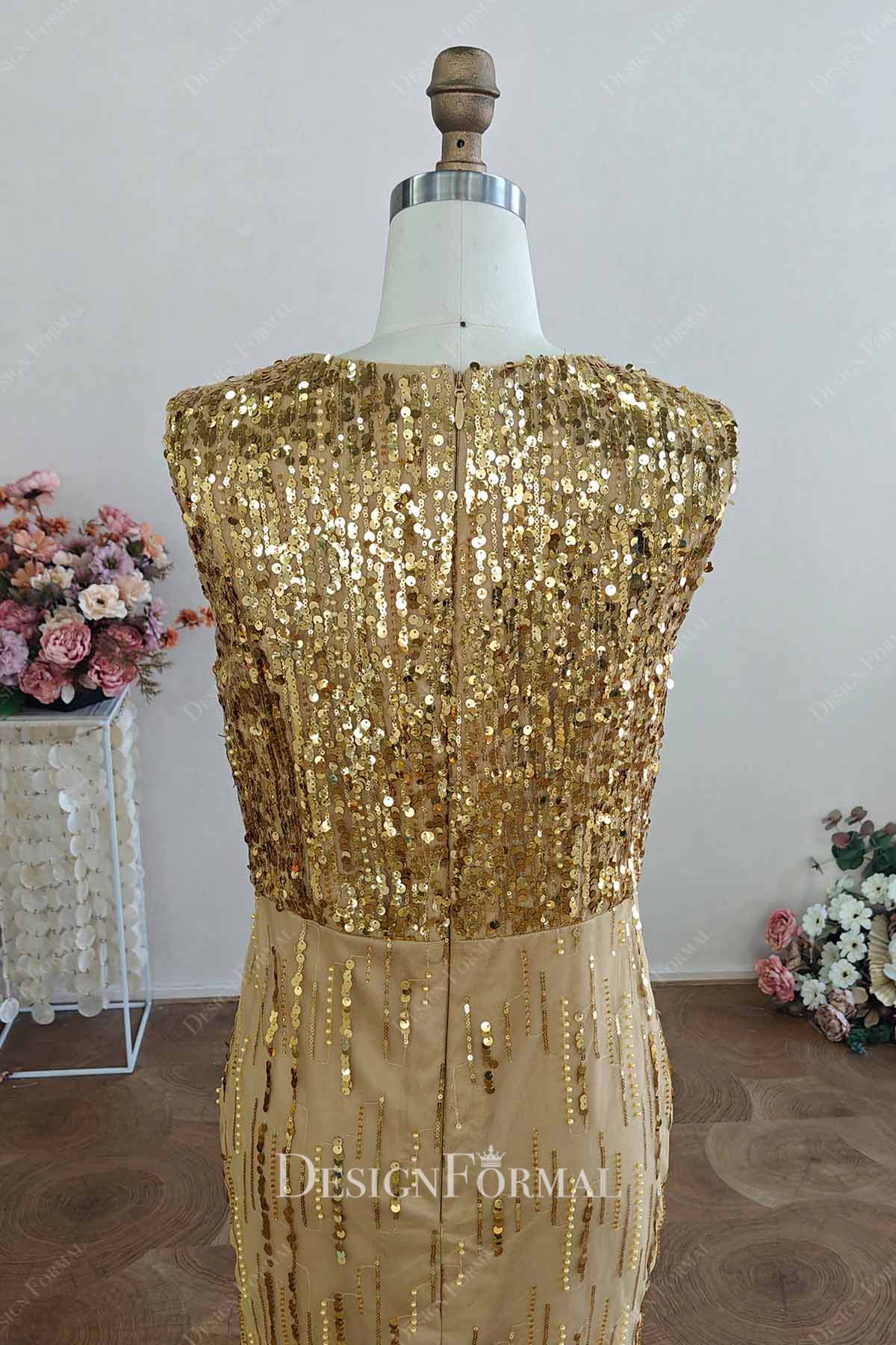 sparkly gold sequin prom dress