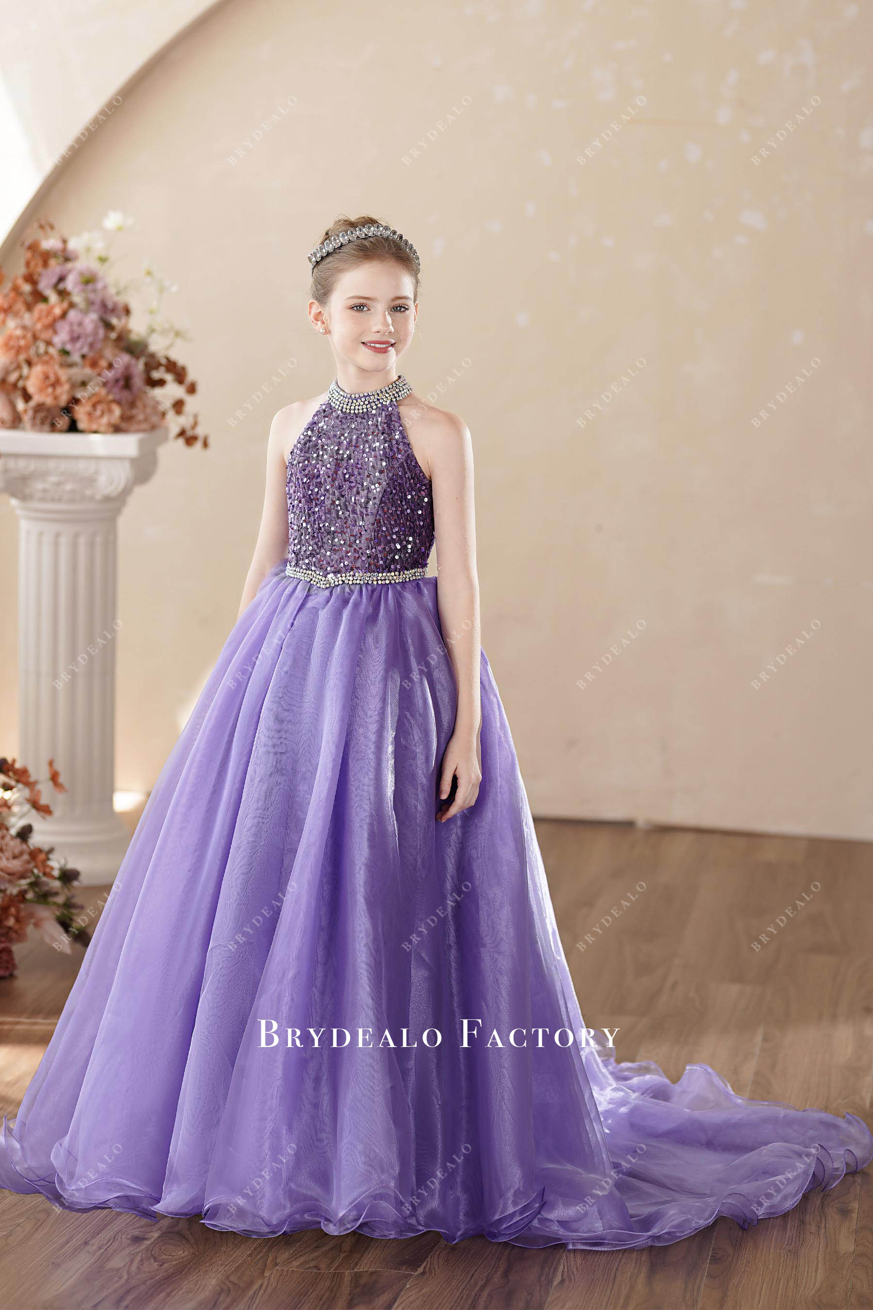 sparkly halter neck ball gown kids cinderella's gown