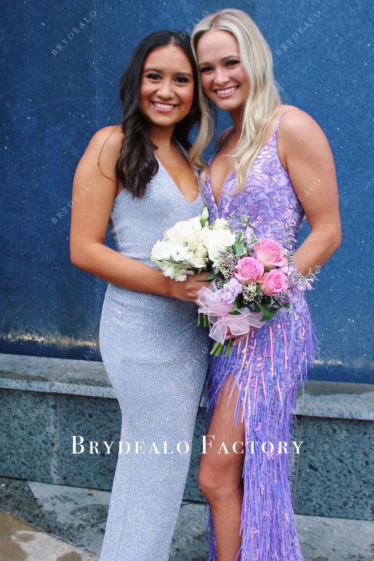 sparkly lavender halter homecoming dress