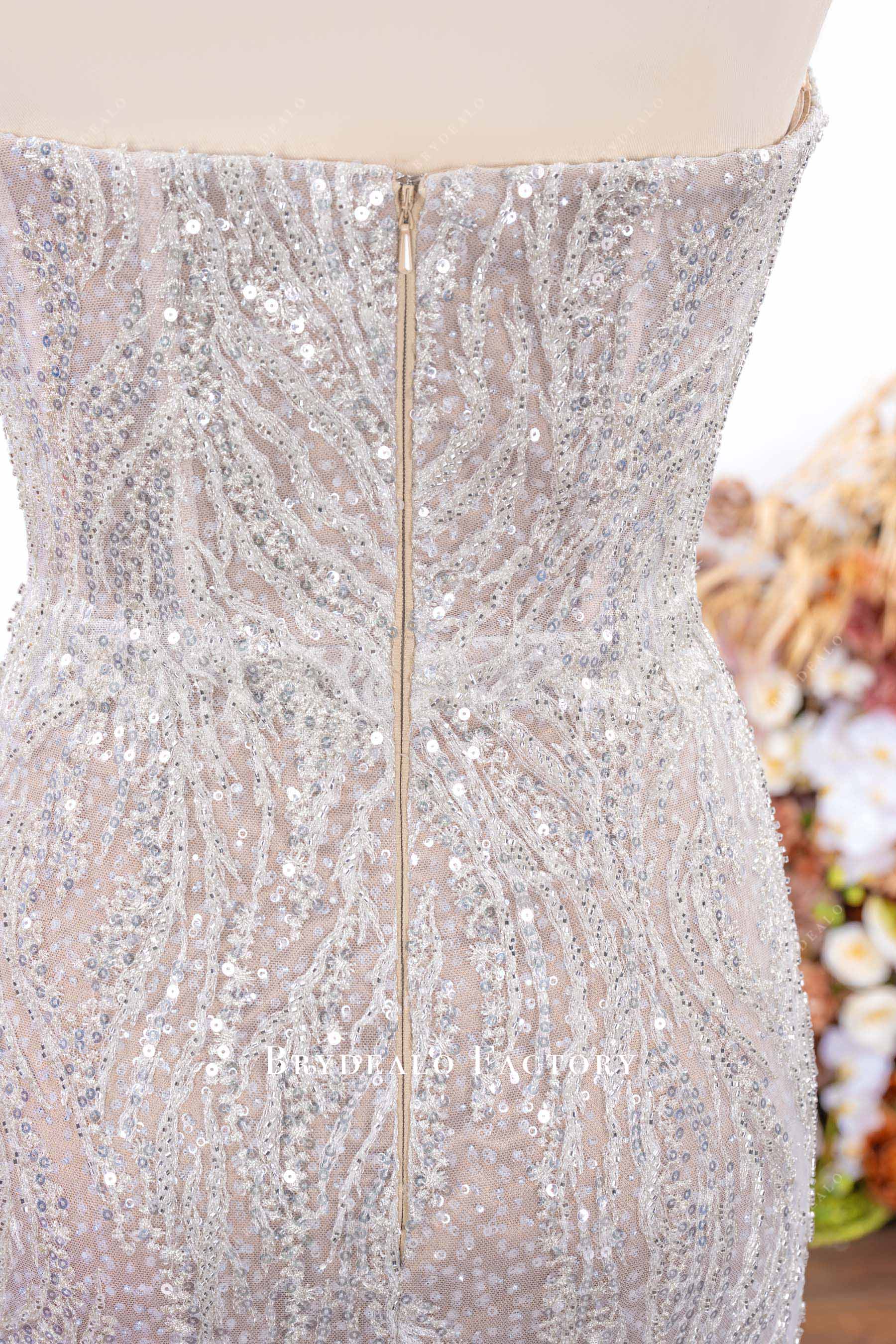 sparkly nude sequin prom dress
