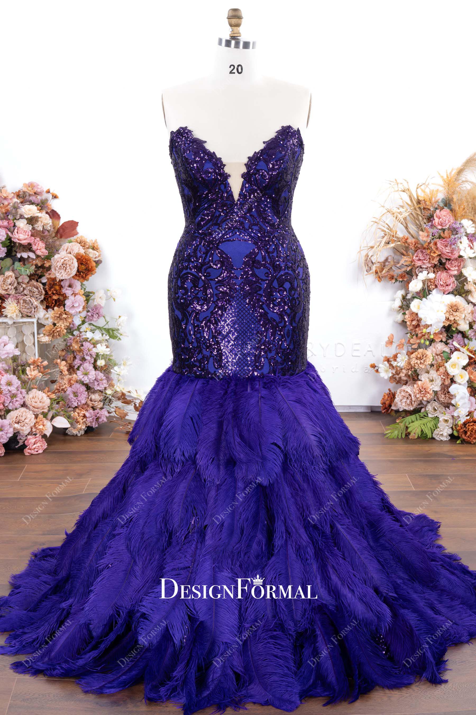 sparkly purple sequin strapless prom dress