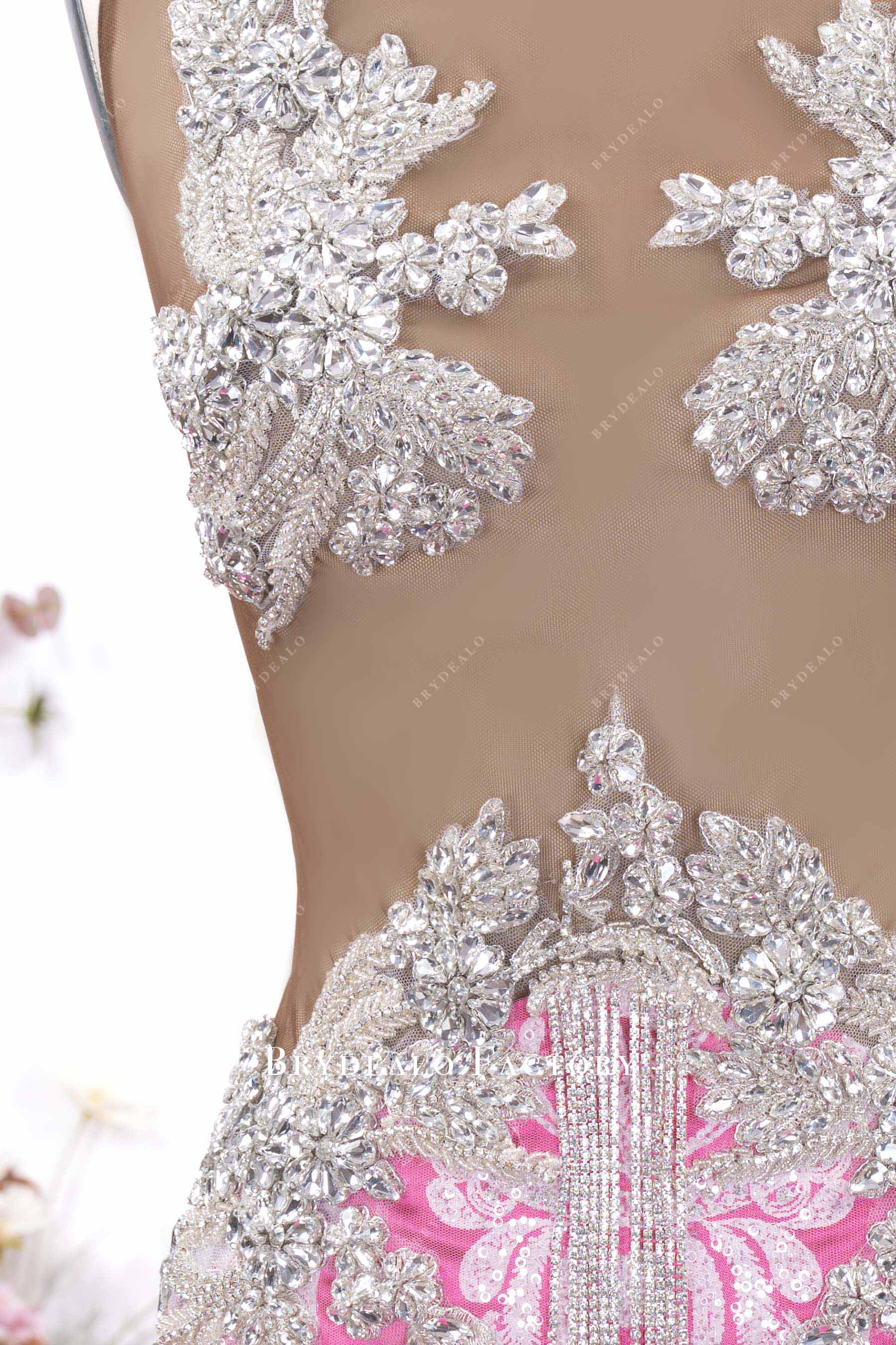 sparkly rhinestones fuchsia prom dress