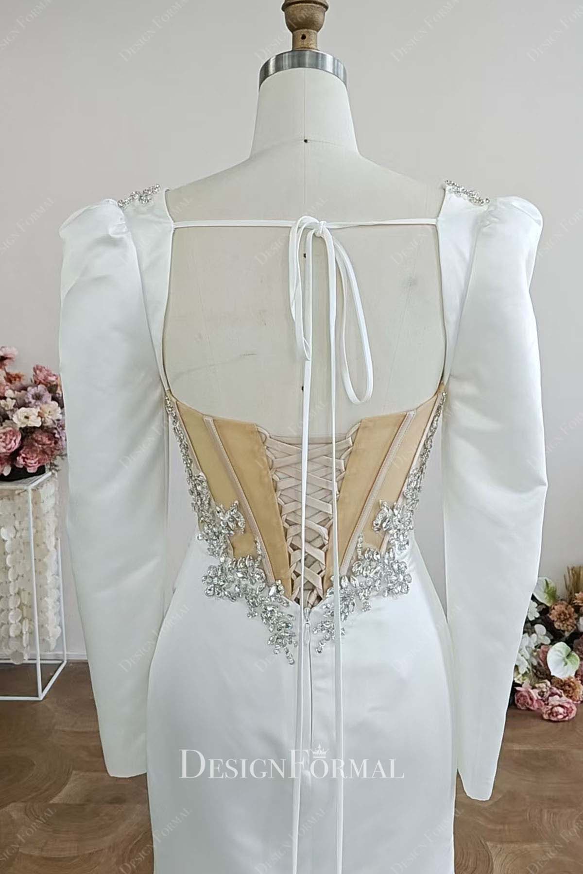 sparkly rhinestones lace up back bridal dress