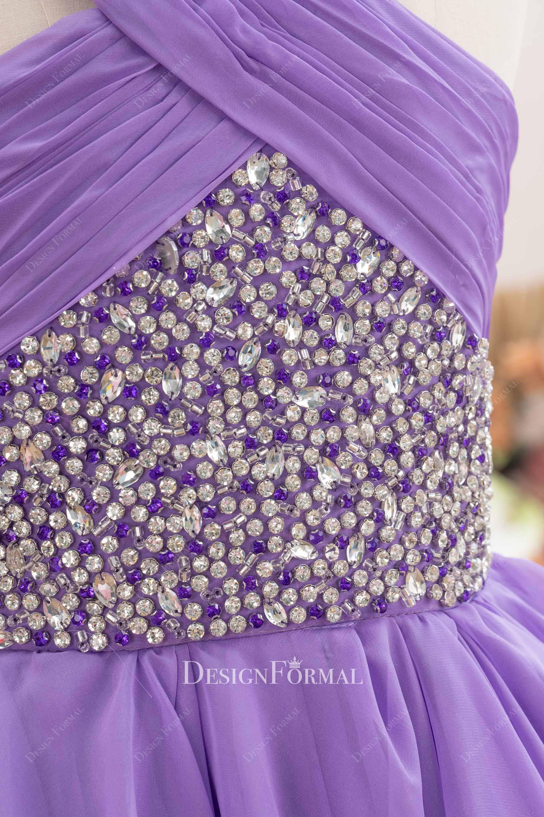 sparkly rhinestones purple pageant dress