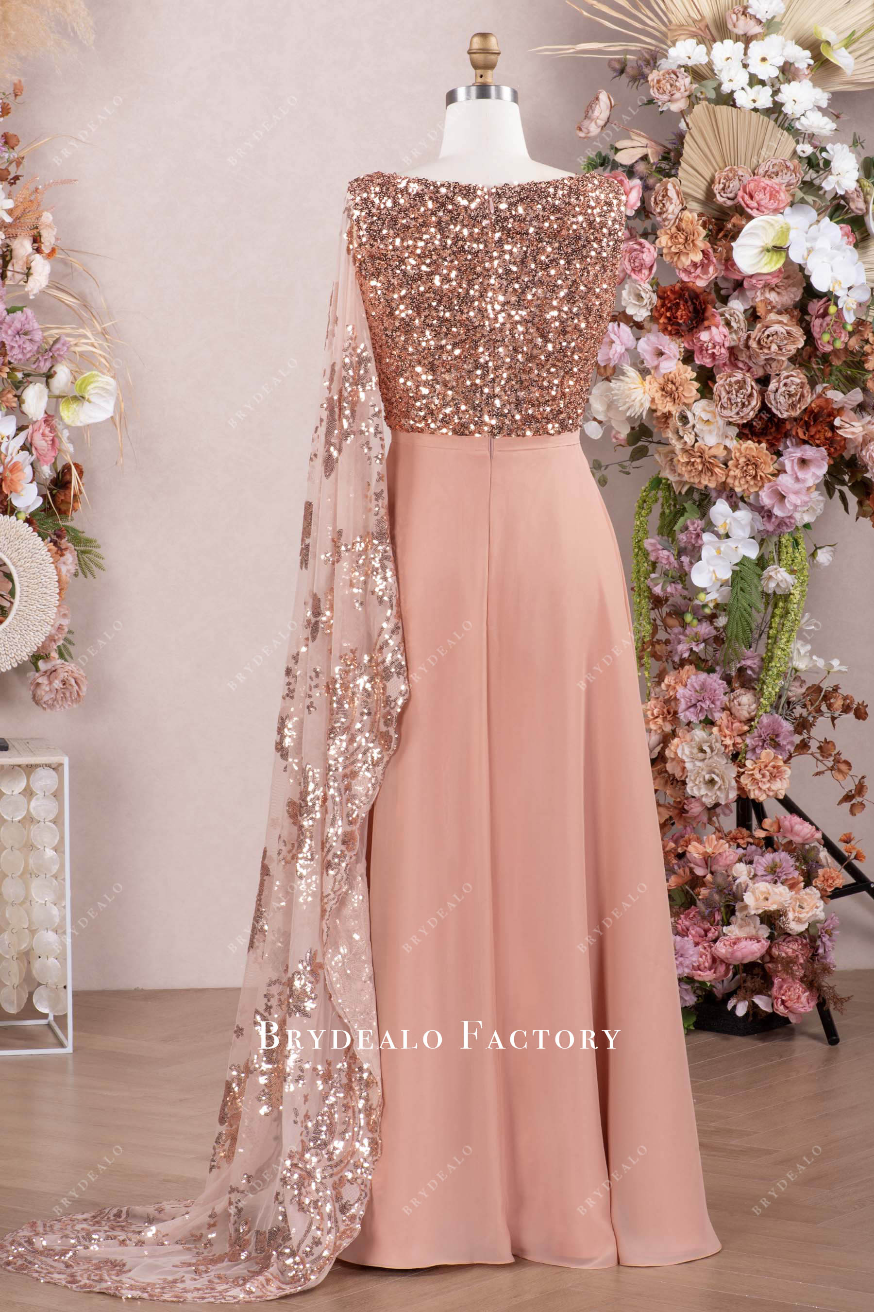 sparkly sequin floor length mother of bride gown