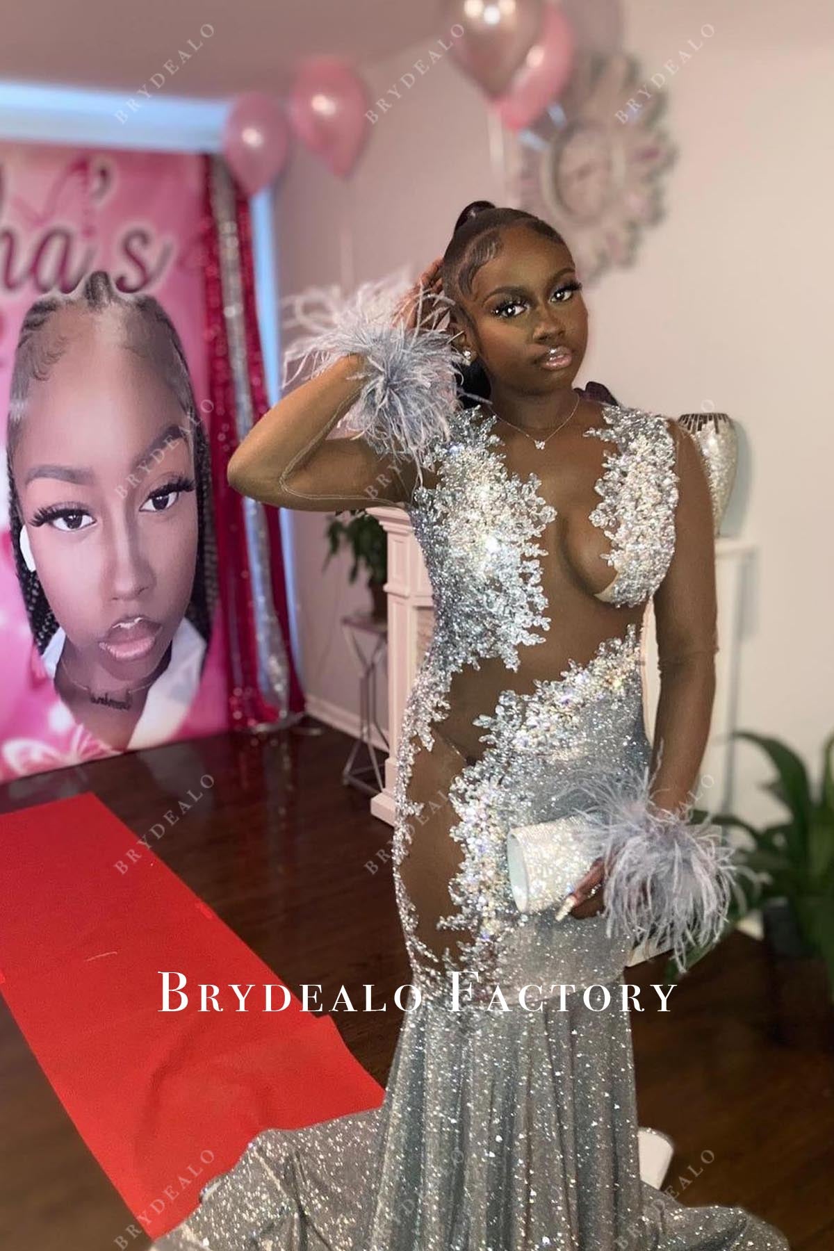 sparkly sequined trumpet prom dress