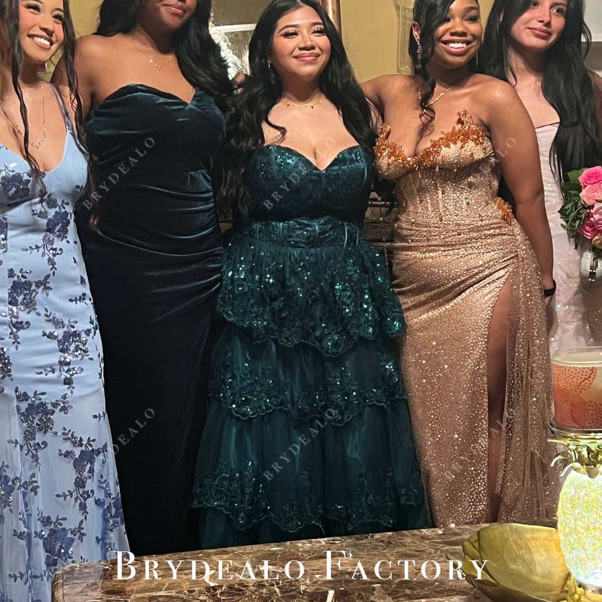Plus Size Rose Gold Strapless Glitter Prom Dress