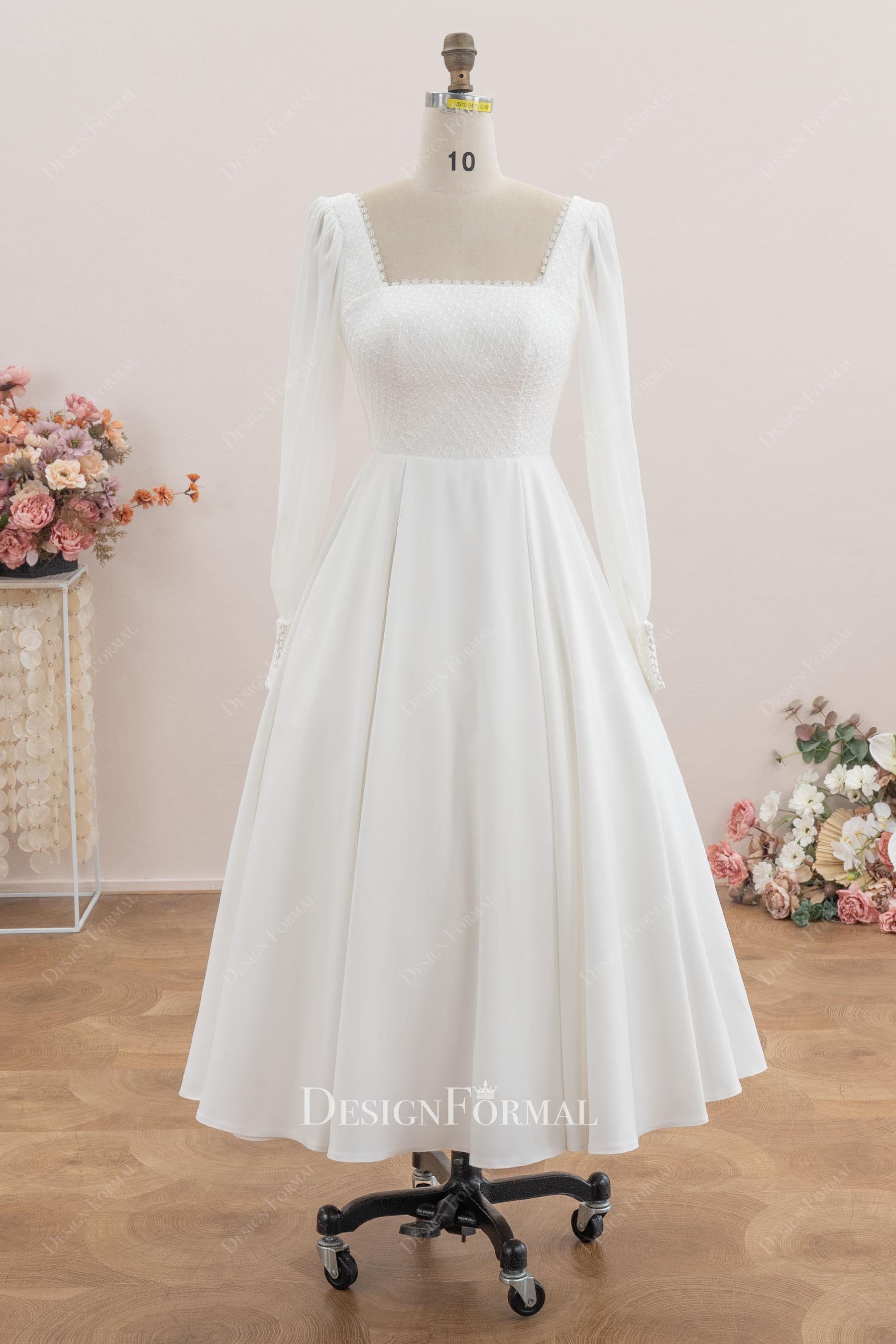square neck wedding dress