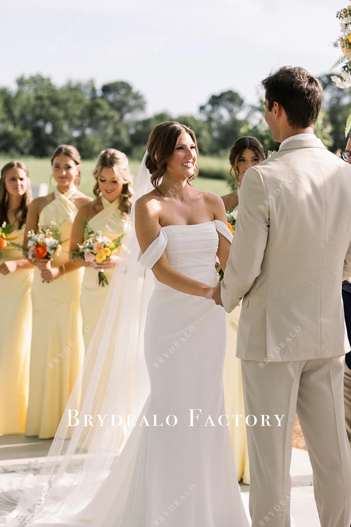 straight across mermaid wedding dress