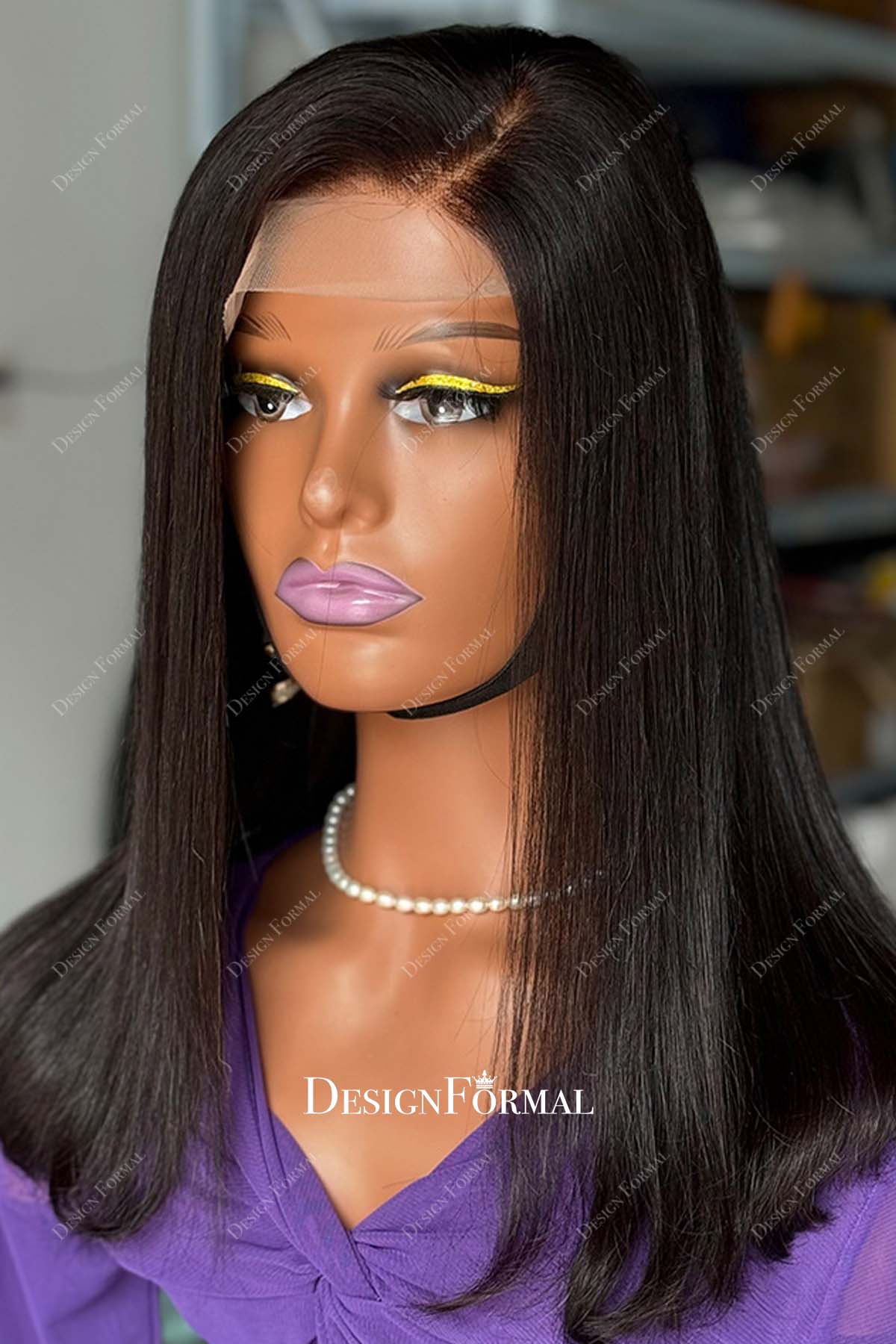 straight glueless long wig