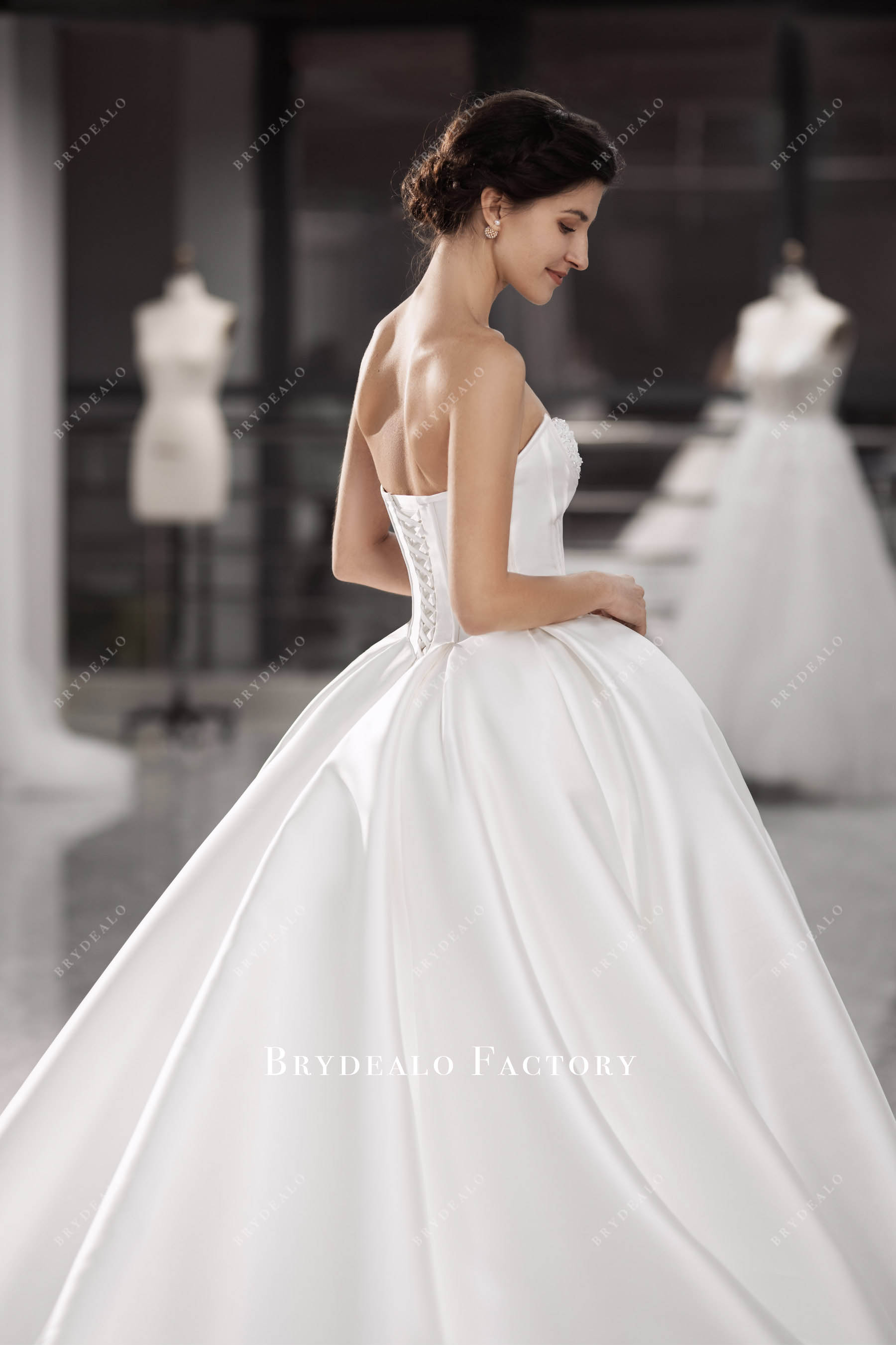 strapless mikado ball gown couture wedding dress 